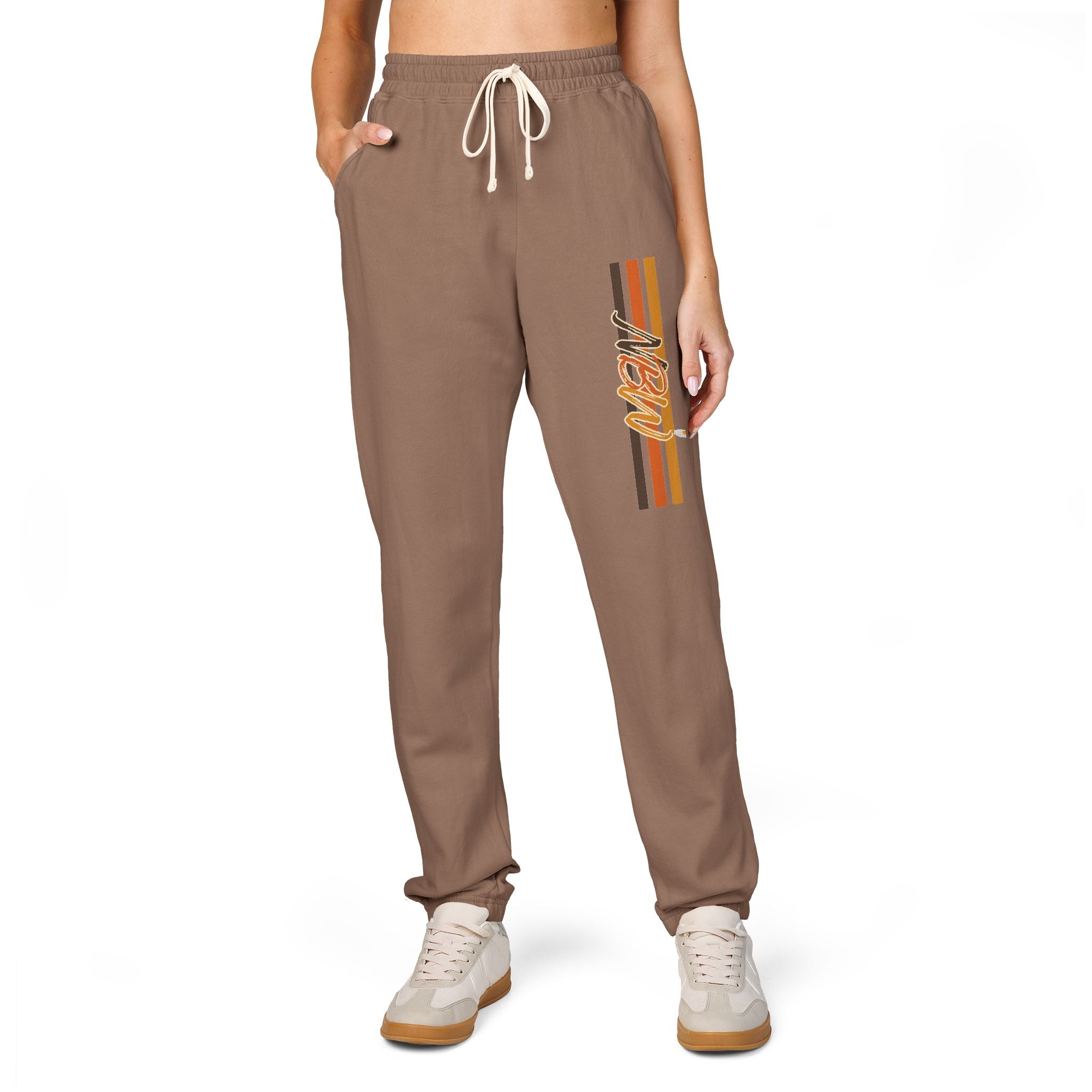 Men's Comfort Color Olive 'Navy' Graphic NBW Sweatpants — Casual Fleece Joggers with Side Print