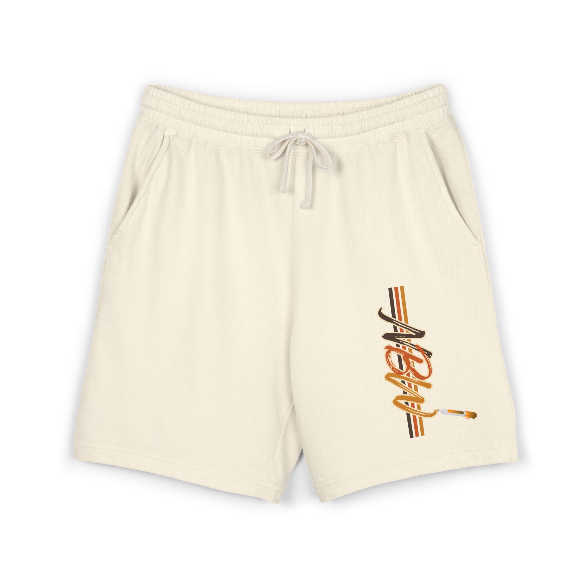 MBW Sweat Shorts — Retro Stripe 'Alone' Graphic Lightweight Fleece