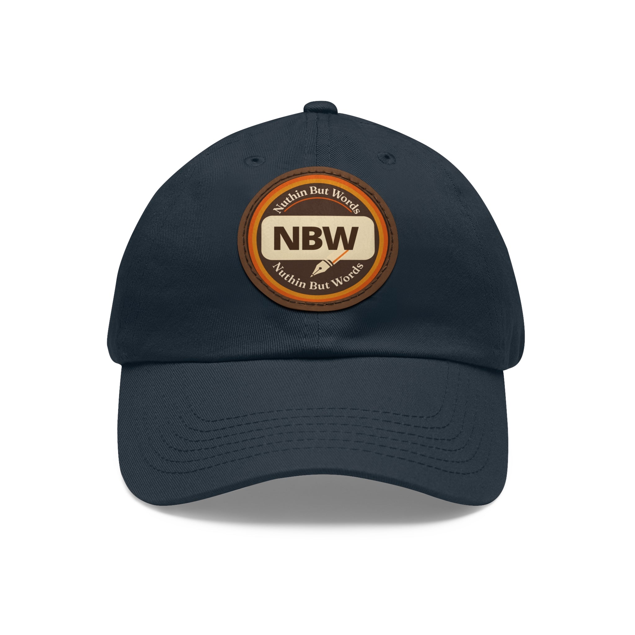 NBW Leather Patch Dad Hat — Vintage Round Logo Baseball Cap