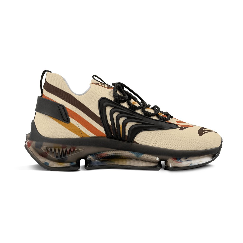 Mesh Running Sneakers — Lightweight Beige Graphic Athletic Shoes