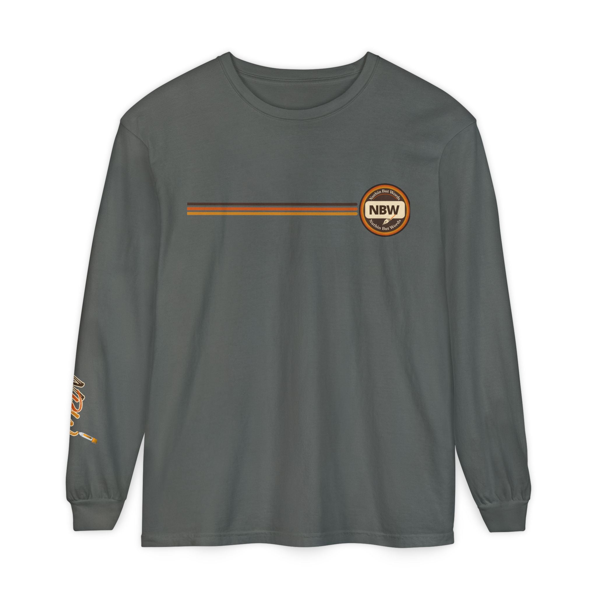 Comfort Colors, NBW Retro Stripe Long Sleeve Branded Tee