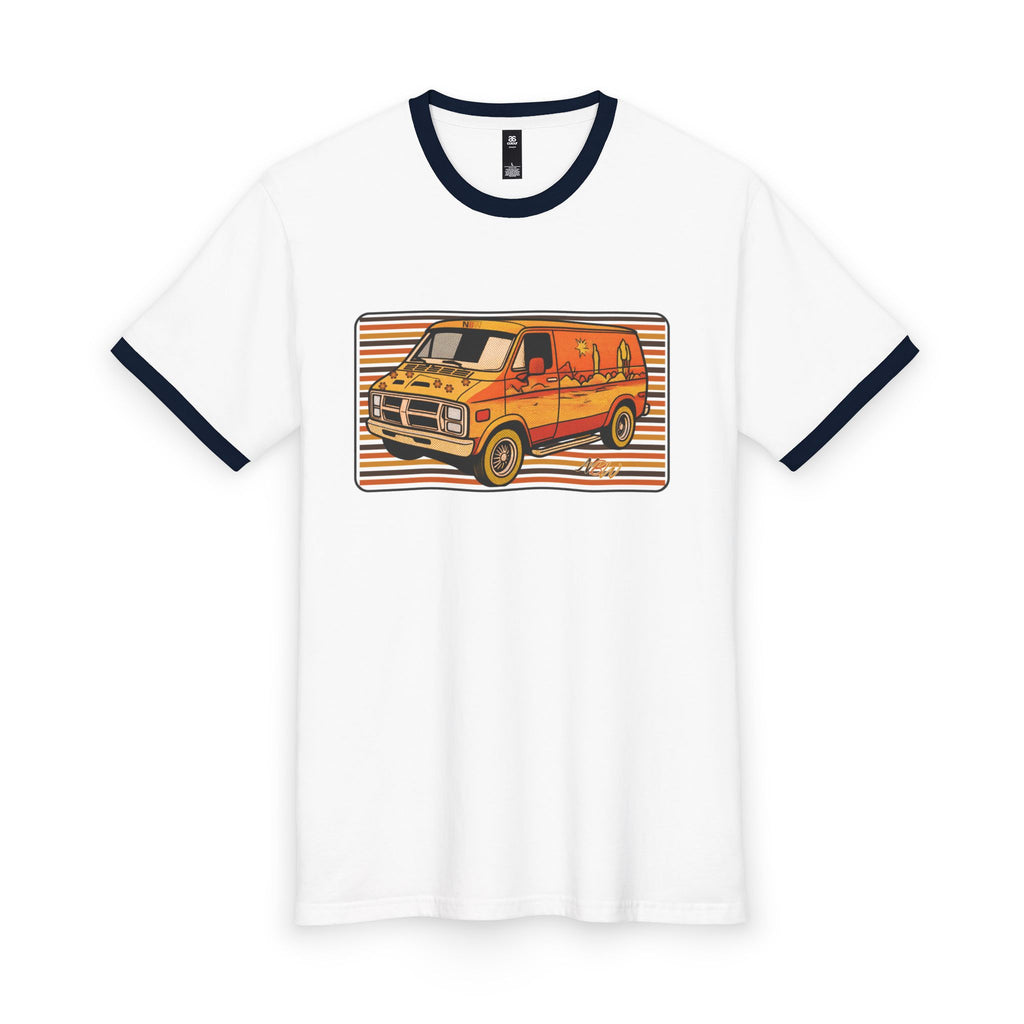 NBW Retro Van Ringer Tee — Vintage 70s Camper Van Graphic Shirt