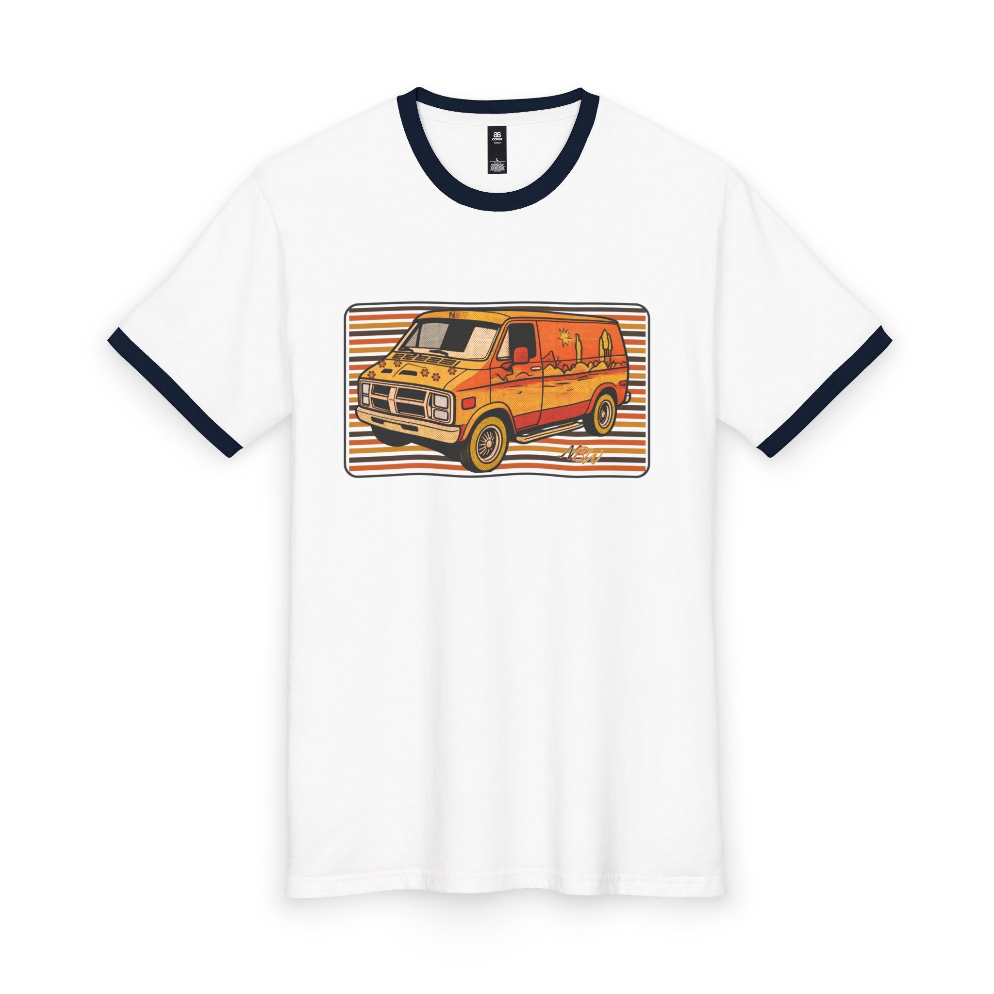 NBW Retro Van Ringer Tee — Vintage 70s Camper Van Graphic Shirt