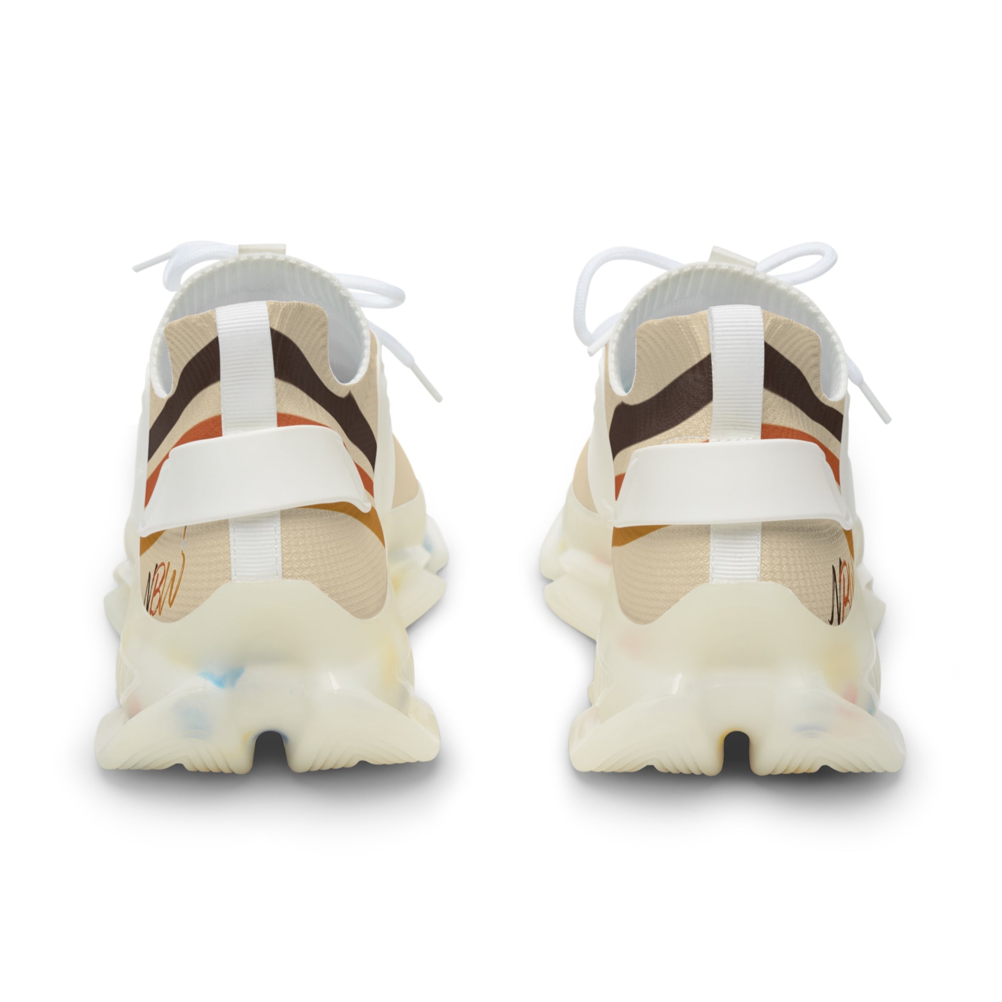 Mesh Running Sneakers — Lightweight Beige Graphic Athletic Shoes