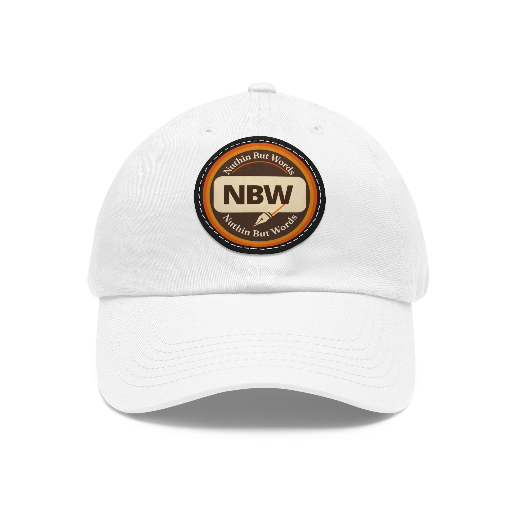 NBW Leather Patch Dad Hat — Vintage Round Logo Baseball Cap