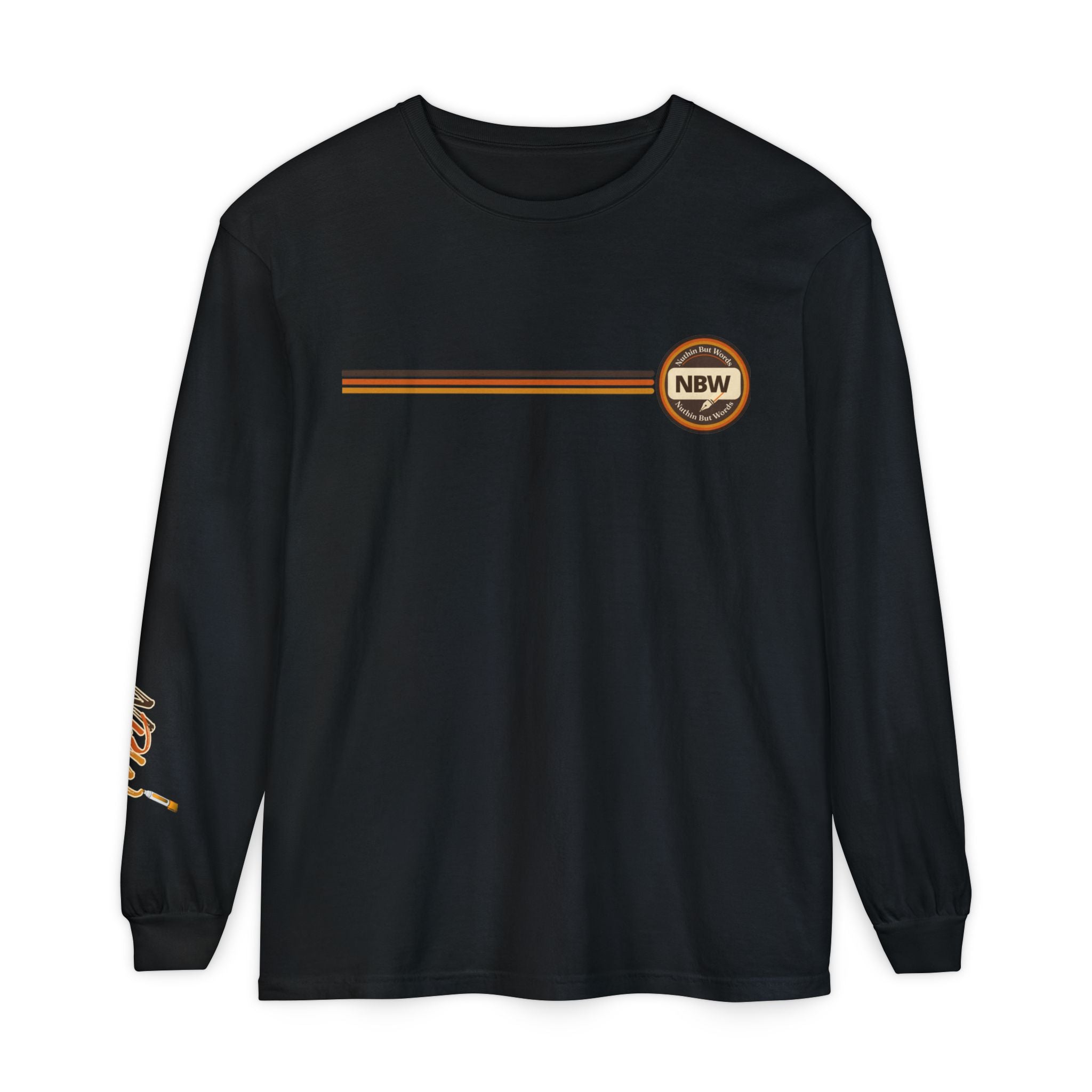 Comfort Colors, NBW Retro Stripe Long Sleeve Branded Tee