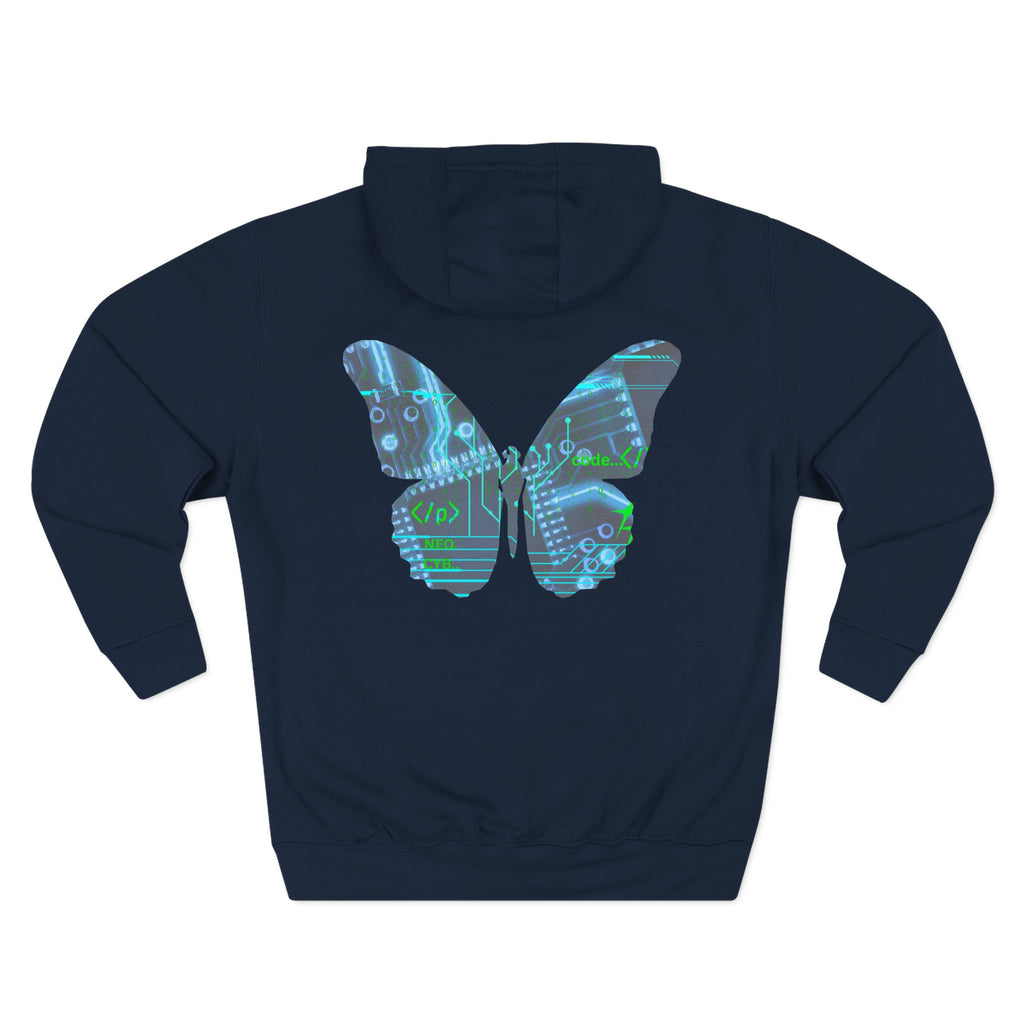 NBW Butterfly Circuit Hoodie — Retro Tech Graphic Fleece Hoodie