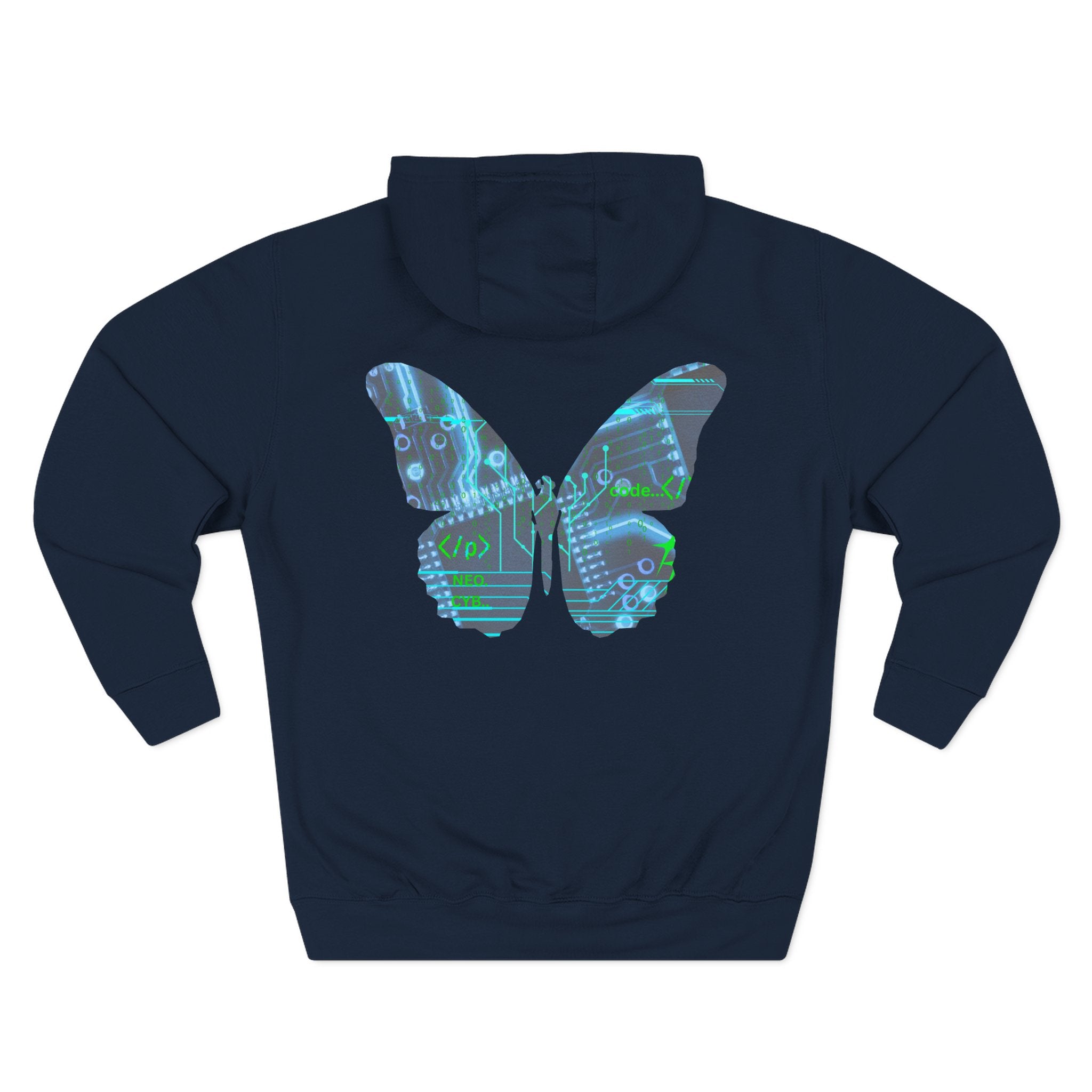 NBW Butterfly Circuit Hoodie — Retro Tech Graphic Fleece Hoodie