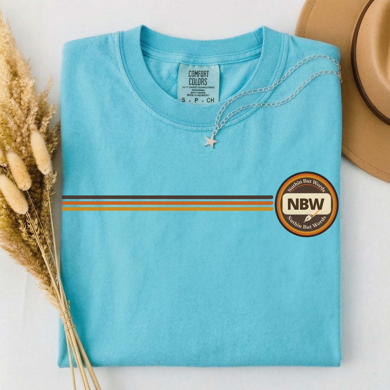 NBW Retro Stripe chest emblem T-Shirt | vintage round logo, Comfort Color