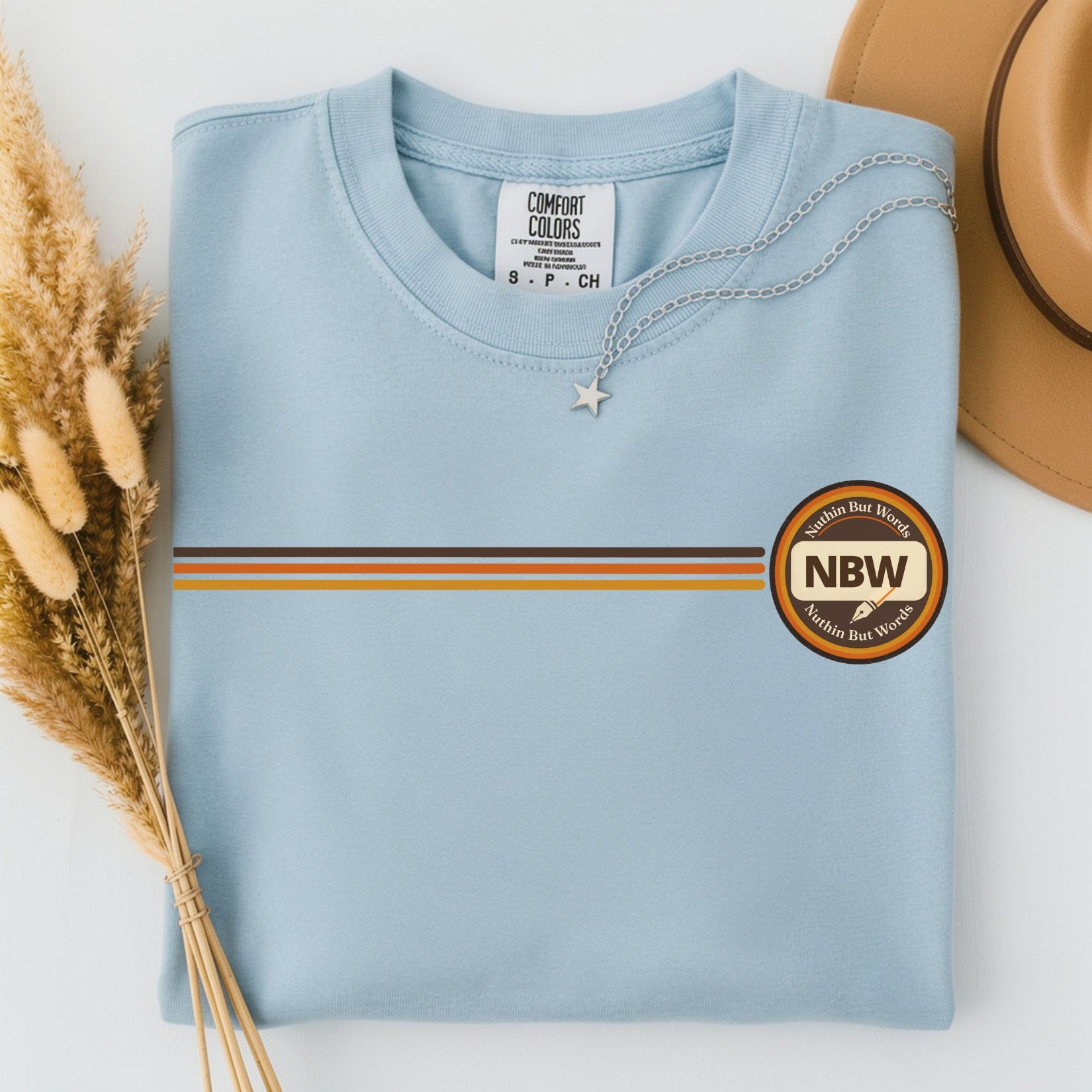 NBW Retro Stripe chest emblem T-Shirt | vintage round logo, Comfort Color