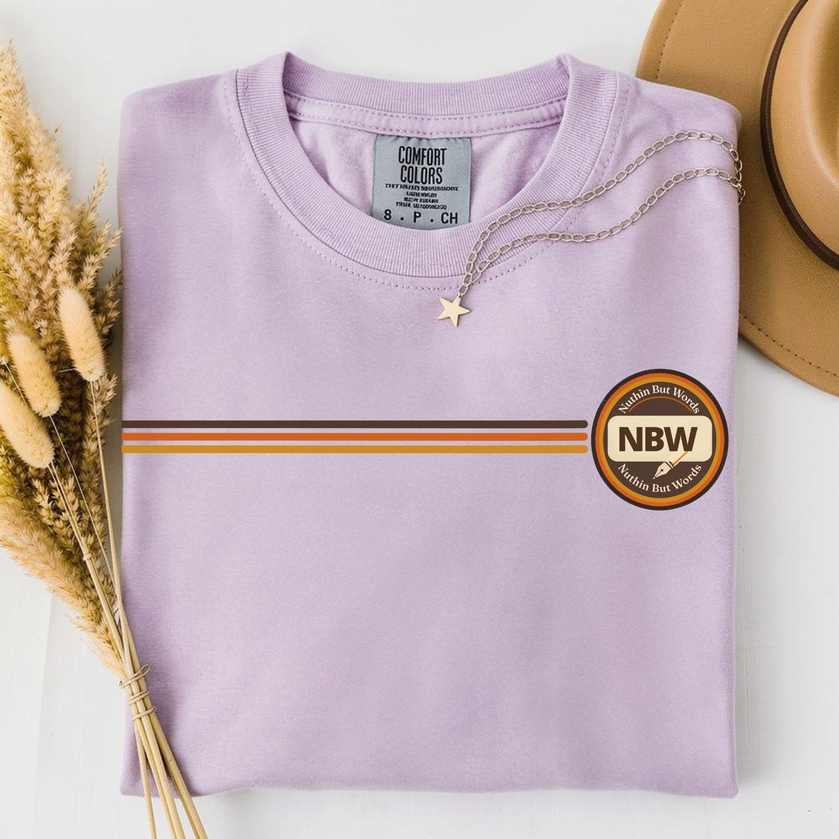 NBW Retro Stripe chest emblem T-Shirt | vintage round logo, Comfort Color