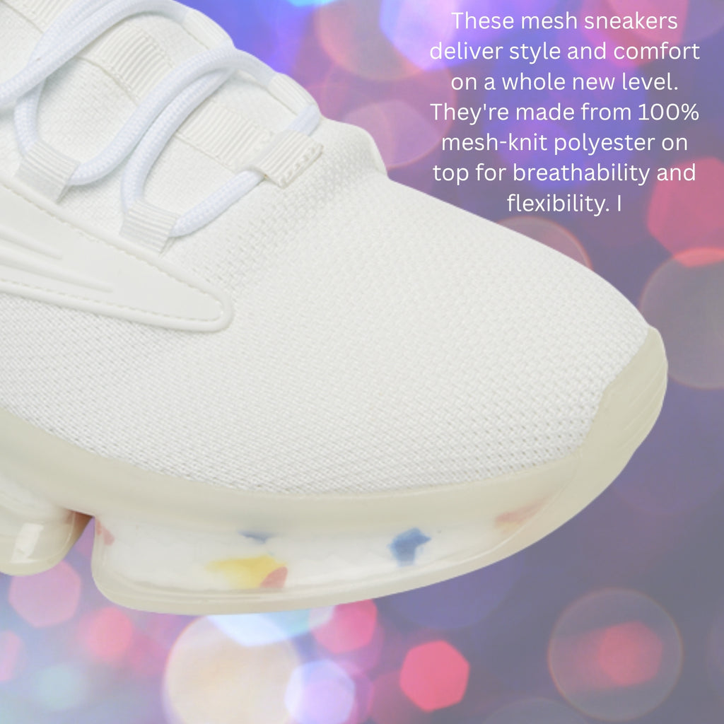 Mesh Running Sneakers — Lightweight Beige Graphic Athletic Shoes