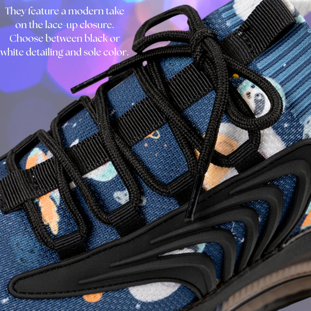 Mesh Running Sneakers — Lightweight Beige Graphic Athletic Shoes