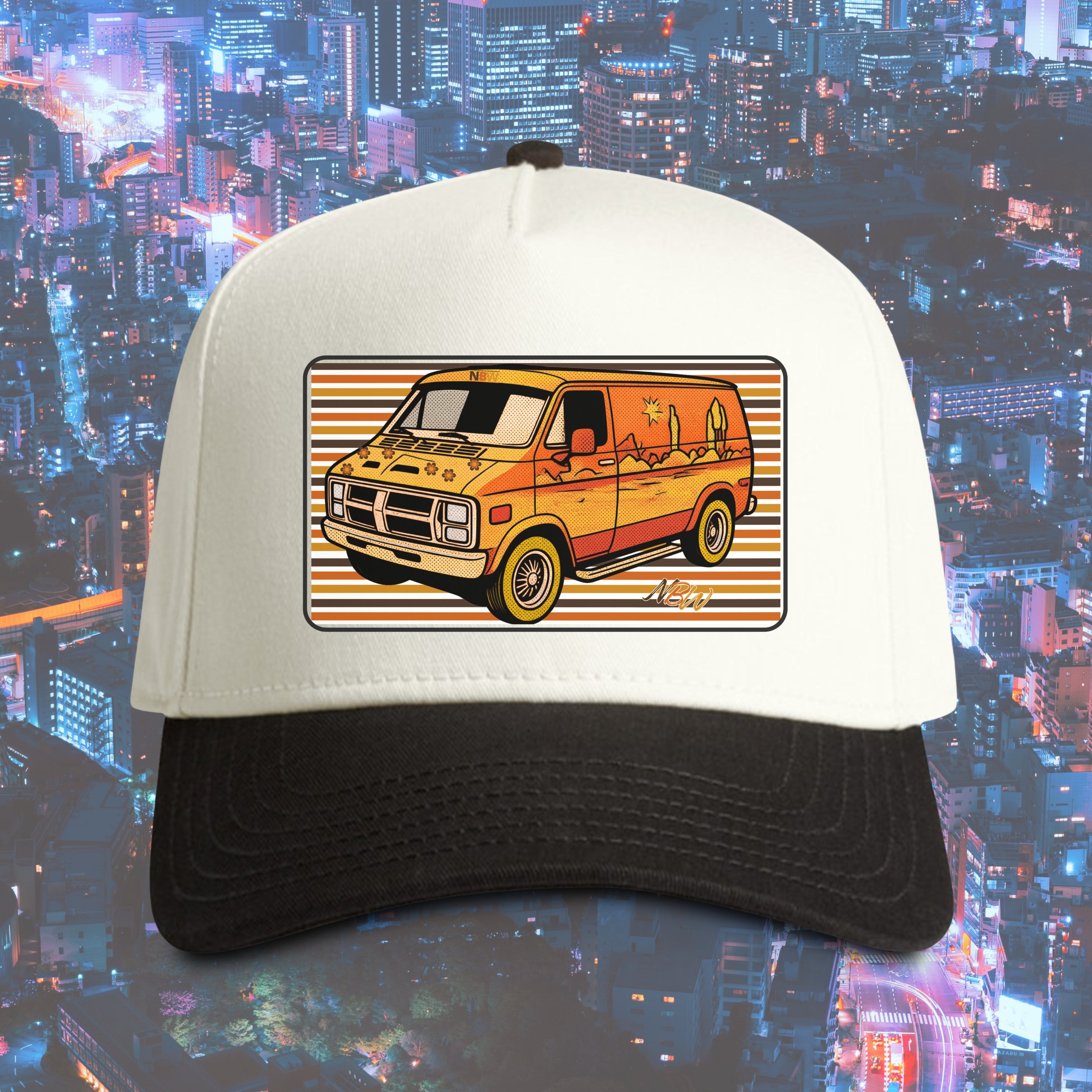 Retro Van Frame Cap — 70s Vintage Camper Van Hat one-size fit