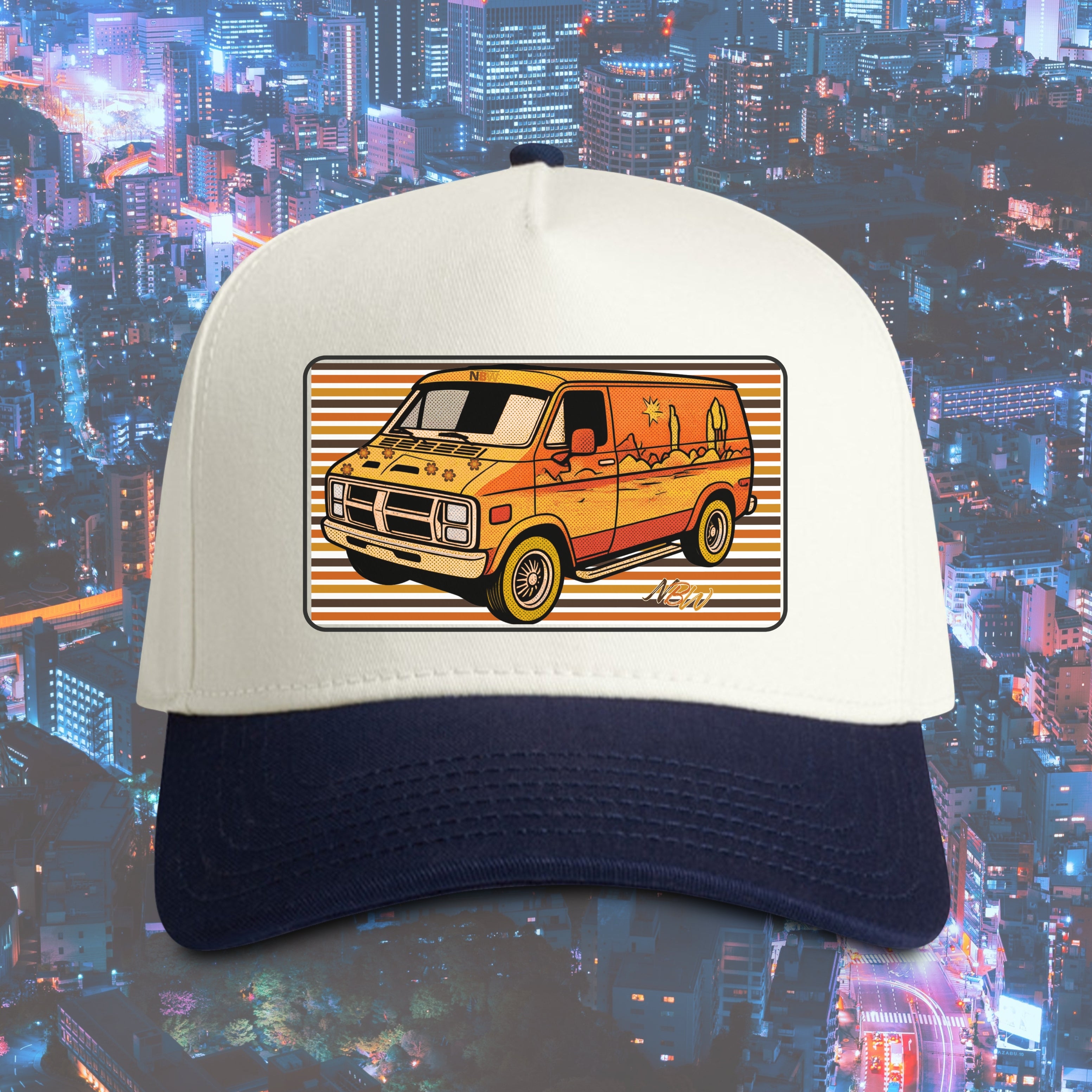 Retro Van Frame Cap — 70s Vintage Camper Van Hat one-size fit