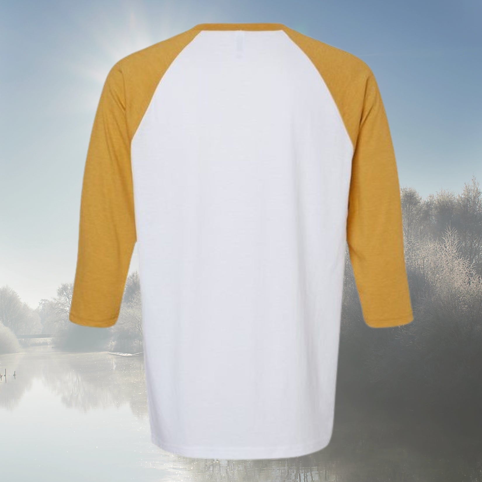 NBW Retro 'Mono Cali' Raglan Tee — 3/4 Sleeve Vintage Striped California Graphic