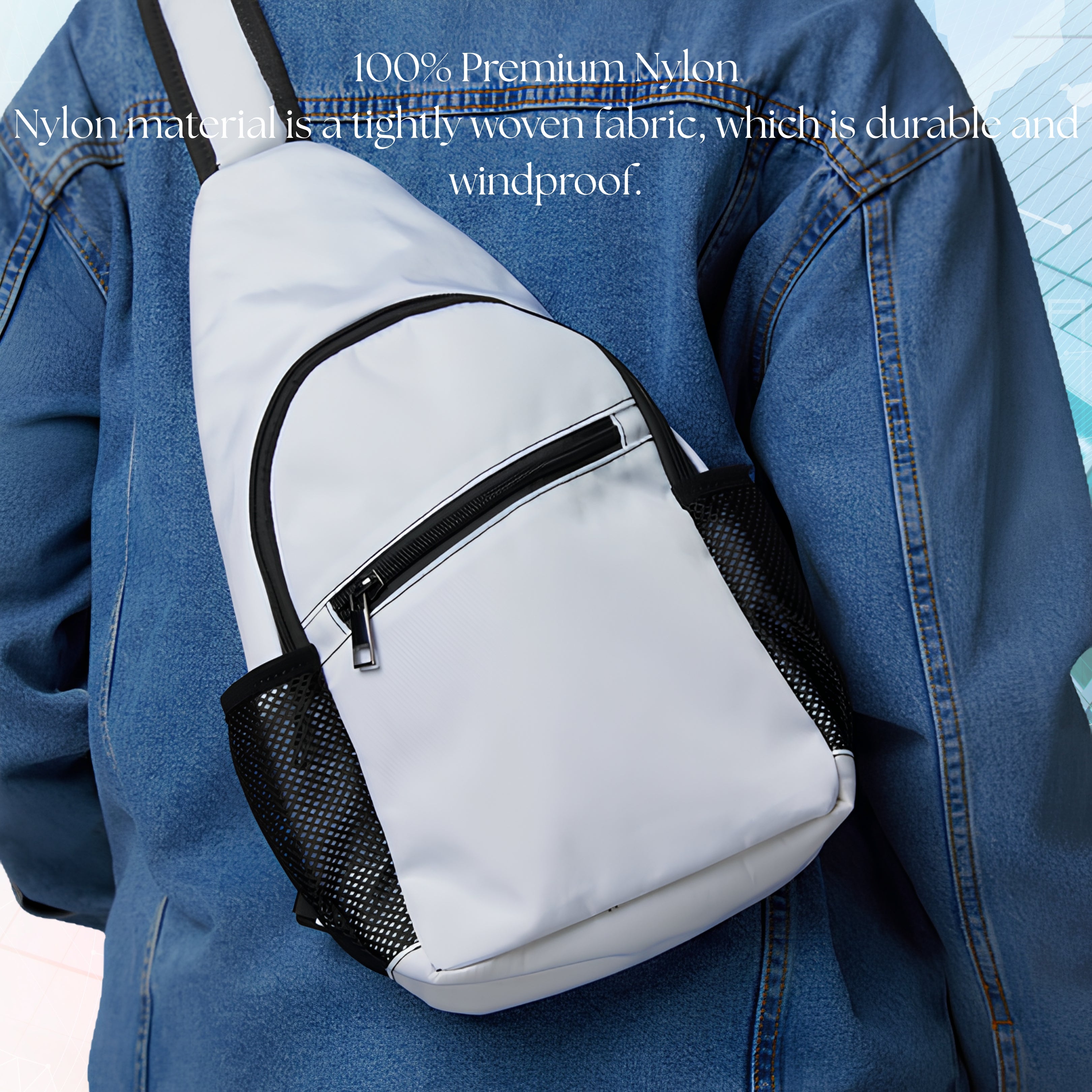 NBW Retro Stripe Chest Bag –Chalky Mint Sling Pack Branded with Script