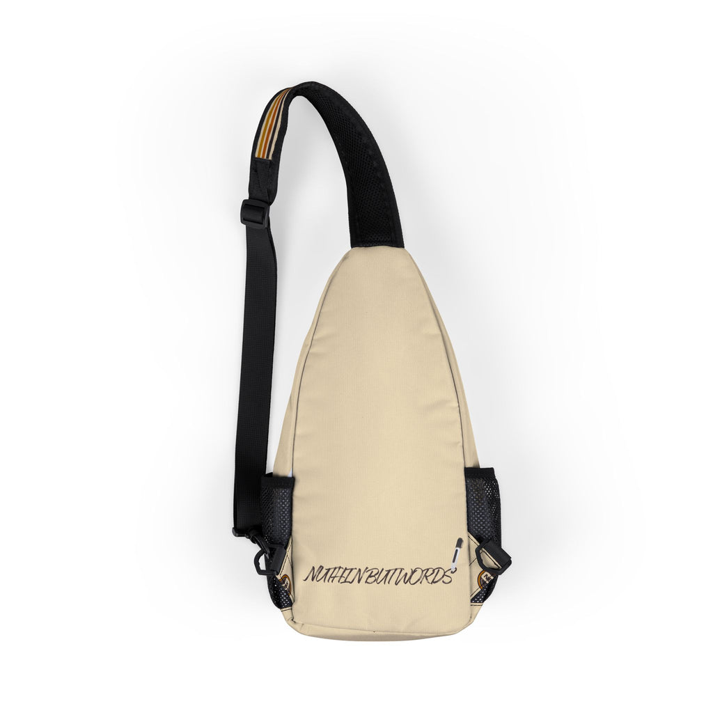 NBW Retro Stripe Chest Bag –Ivory Sling Pack with Script