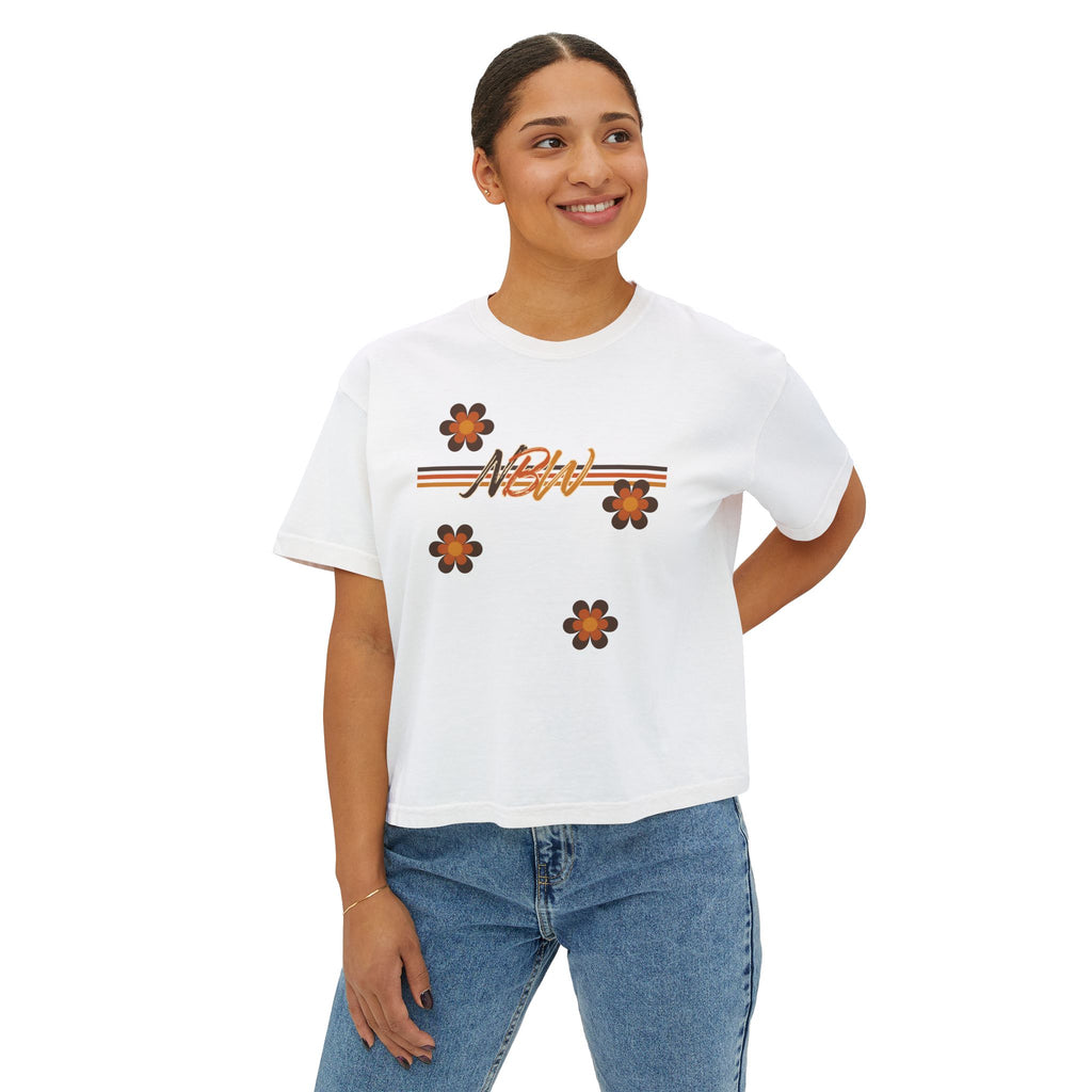 NBM Retro Floral 'New' Boxy Tee — 70s Daisy Graphic Women's Shirt