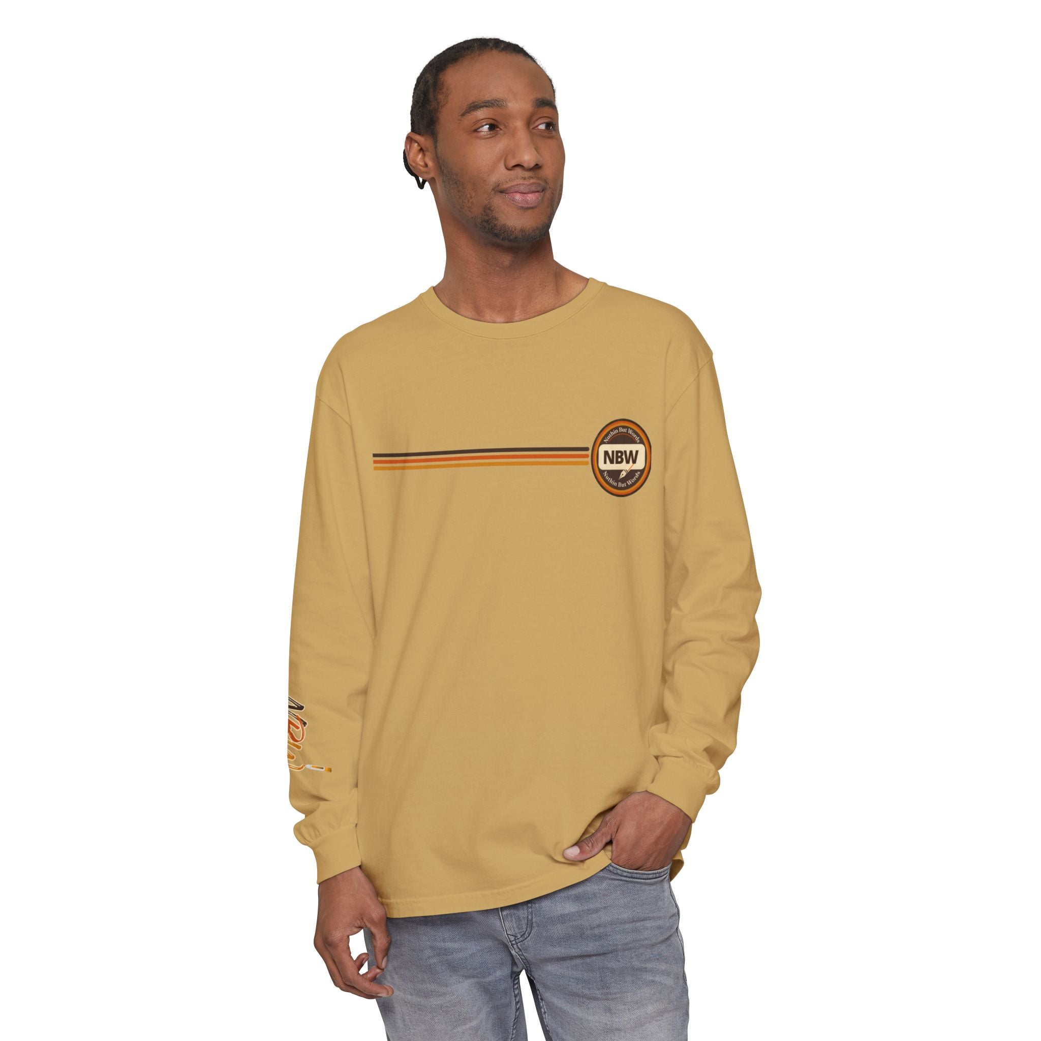 Comfort Colors, NBW Retro Stripe Long Sleeve Branded Tee