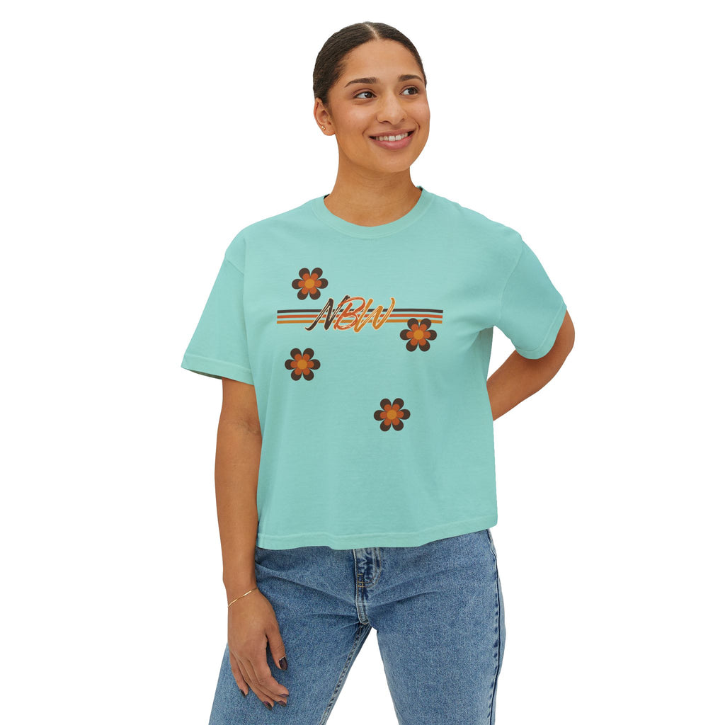 NBM Retro Floral 'New' Boxy Tee — 70s Daisy Graphic Women's Shirt
