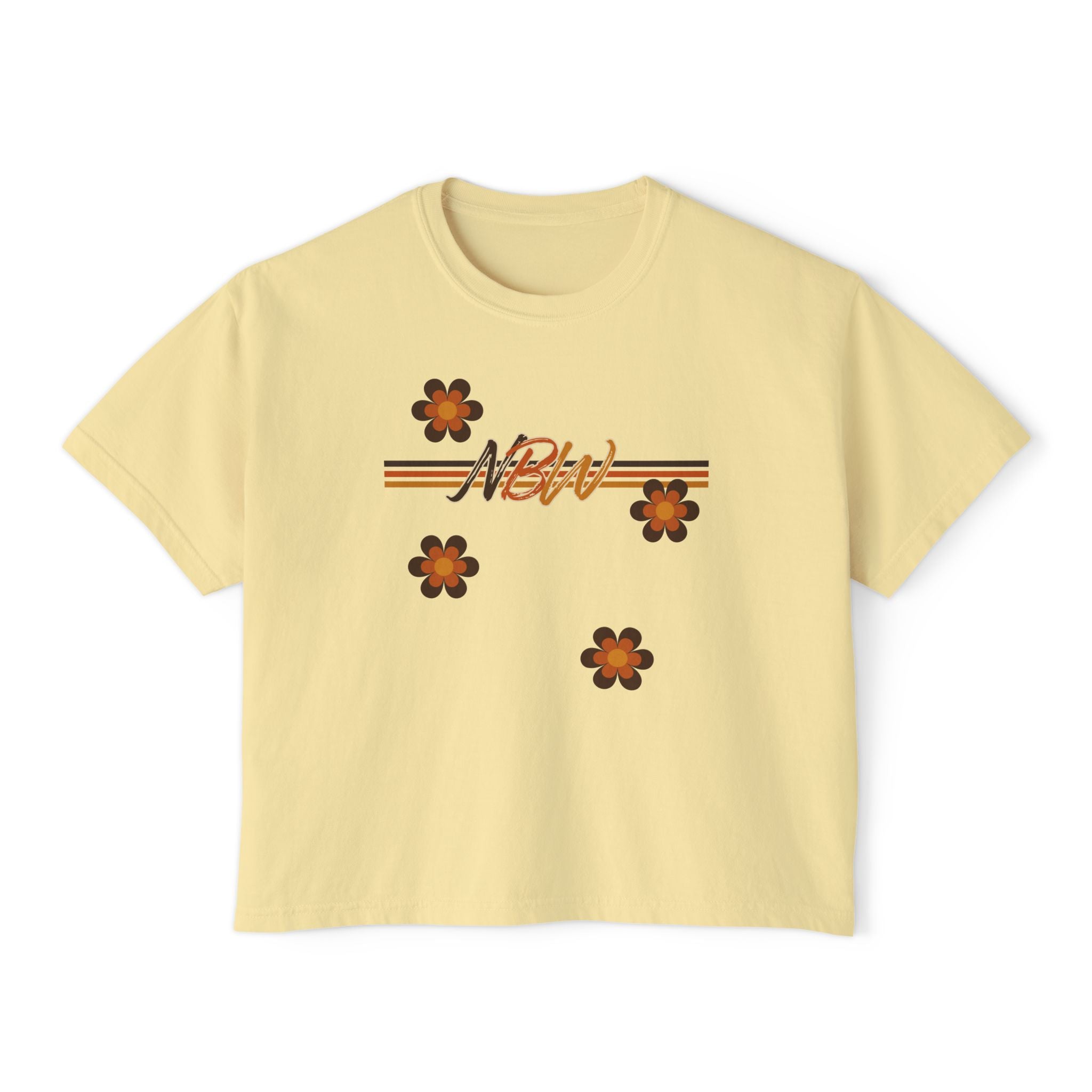 NBM Retro Floral 'New' Boxy Tee — 70s Daisy Graphic Women's Shirt