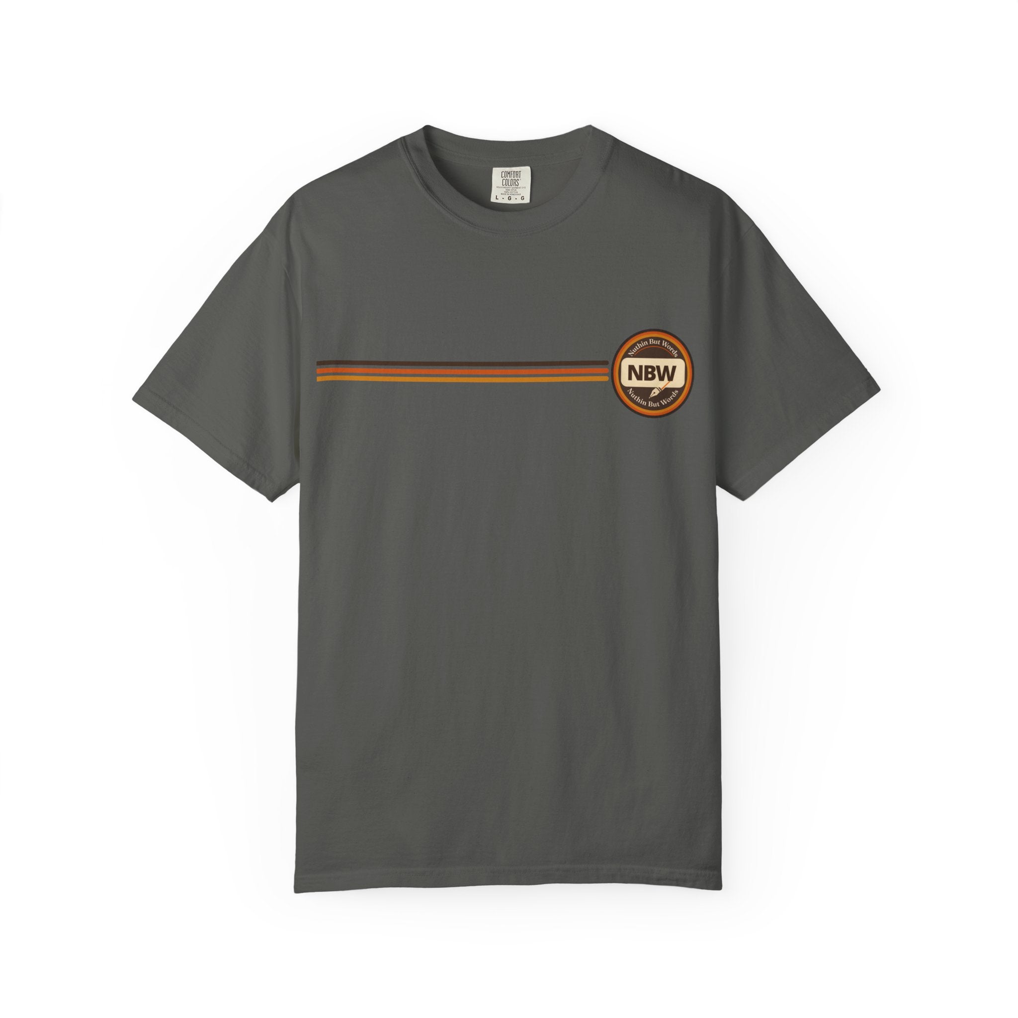 NBW Retro Stripe chest emblem T-Shirt | vintage round logo, Comfort Color