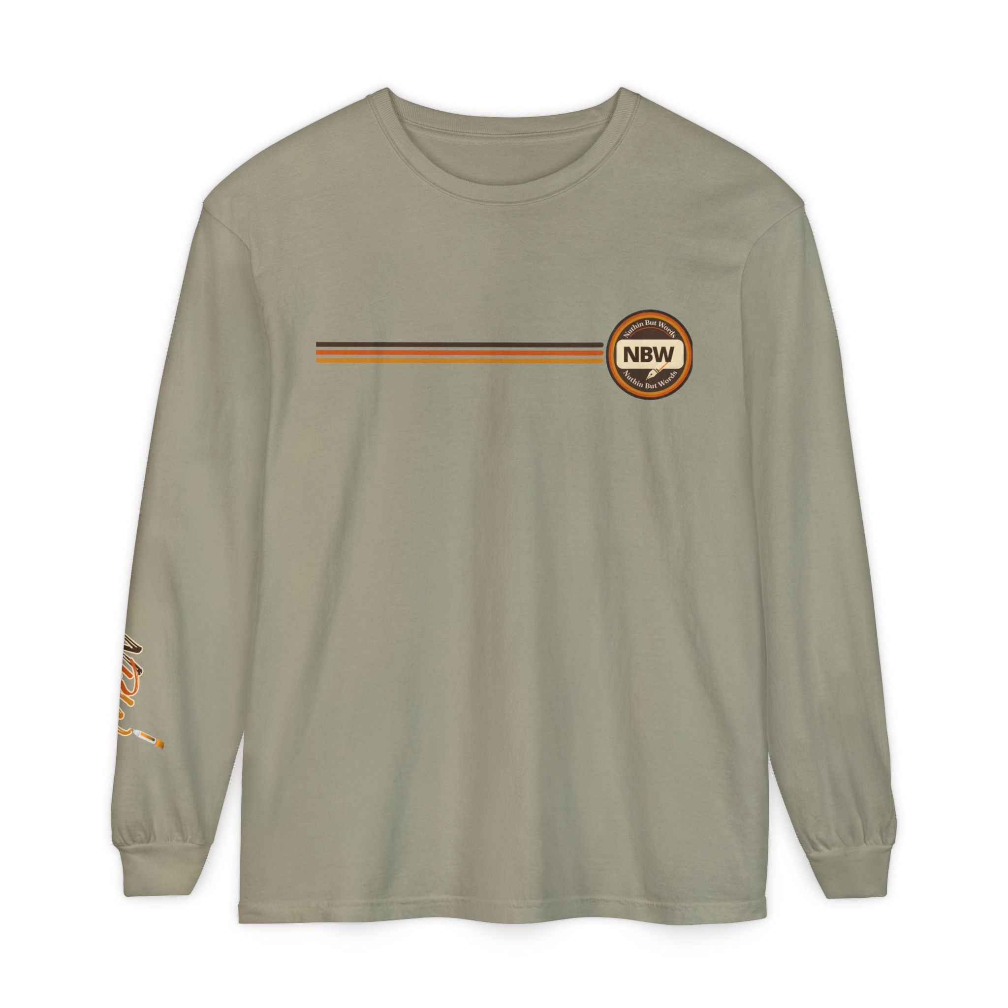 Comfort Colors, NBW Retro Stripe Long Sleeve Branded Tee