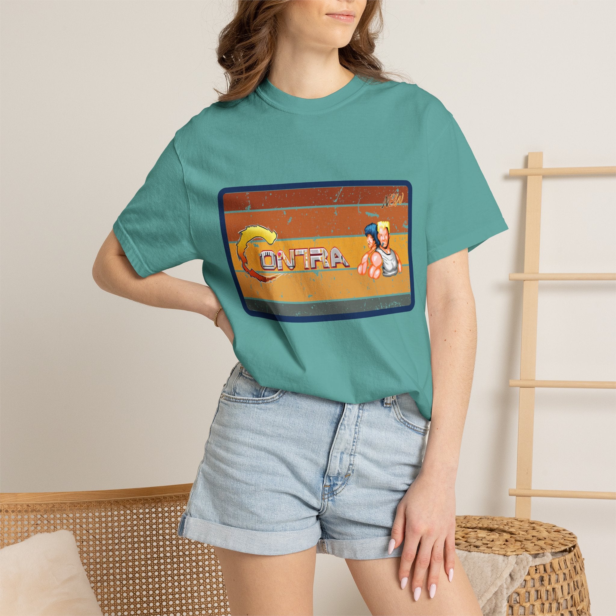 NBW Retro Gaming T-Shirt — 'Contra' Pixel Art Vintage Arcade Tee