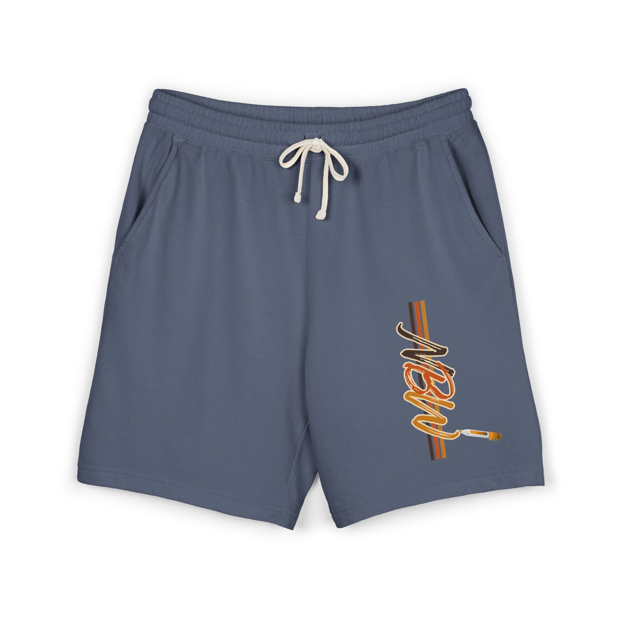 MBW Sweat Shorts — Retro Stripe 'Alone' Graphic Lightweight Fleece