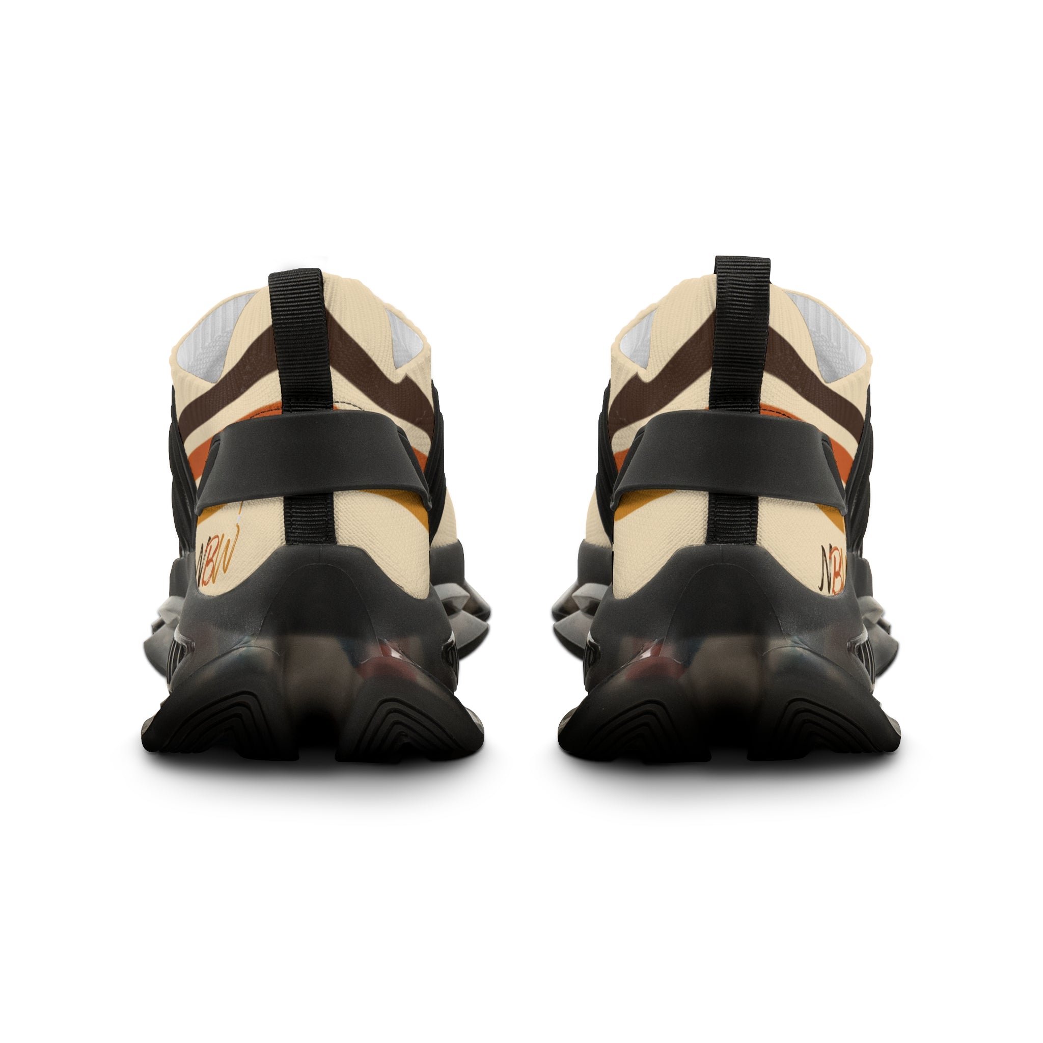 Mesh Running Sneakers — Lightweight Beige Graphic Athletic Shoes