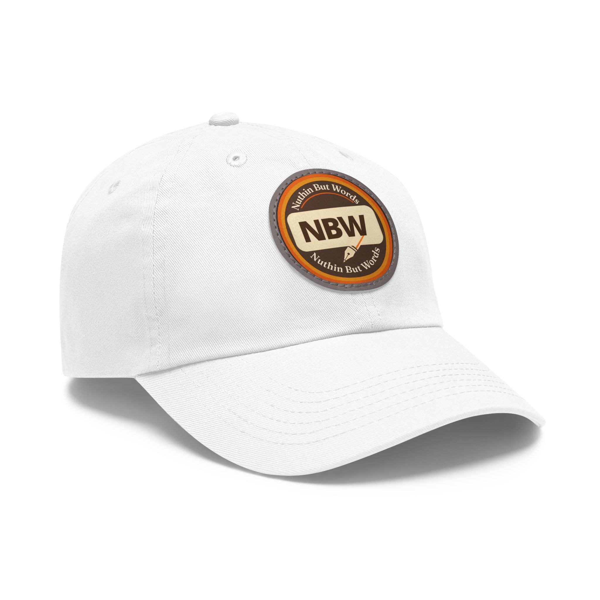 NBW Leather Patch Dad Hat — Vintage Round Logo Baseball Cap