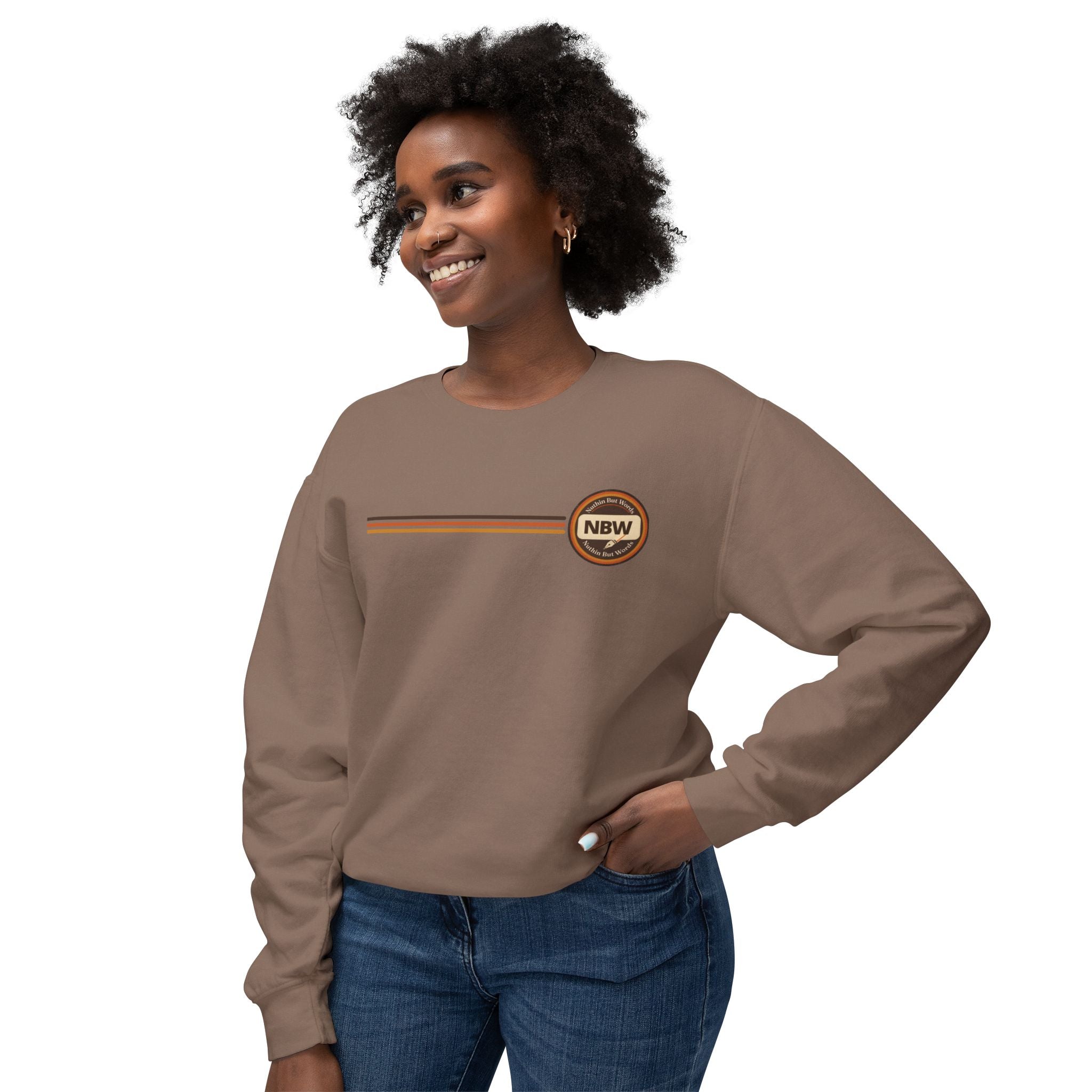 Crewneck Sweatshirt — Retro NBW Stripe Logo Lightweight Pullover