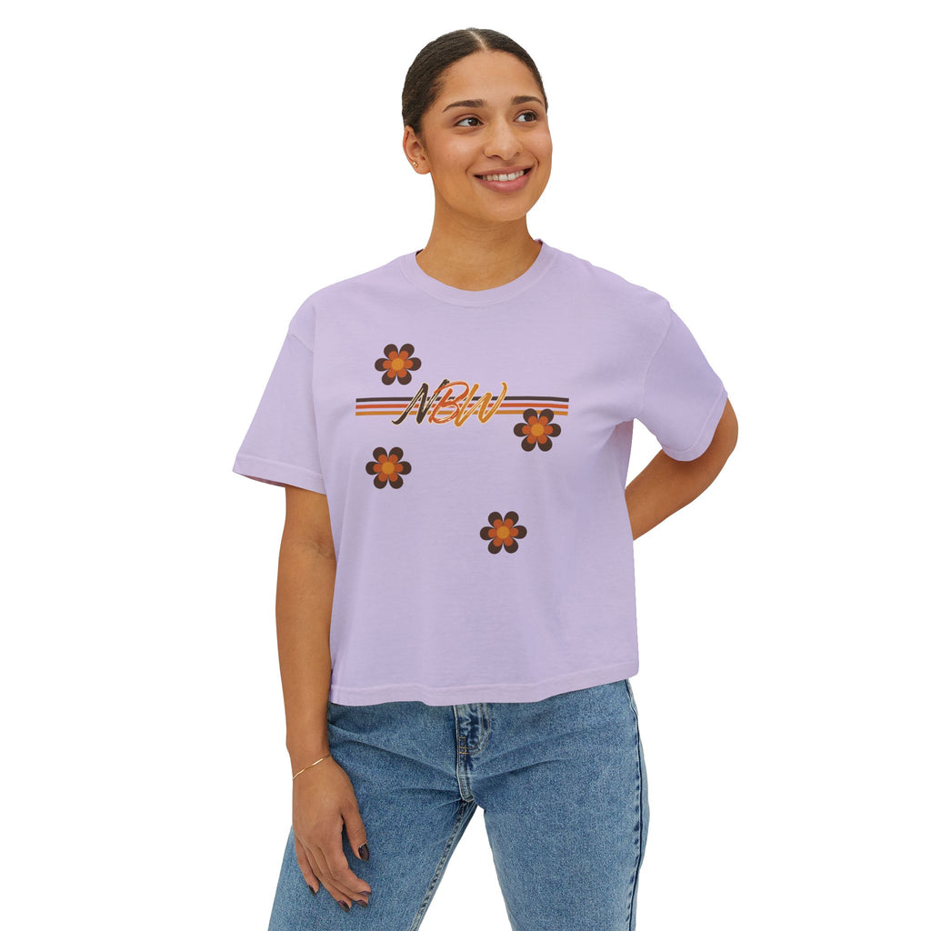 NBM Retro Floral 'New' Boxy Tee — 70s Daisy Graphic Women's Shirt