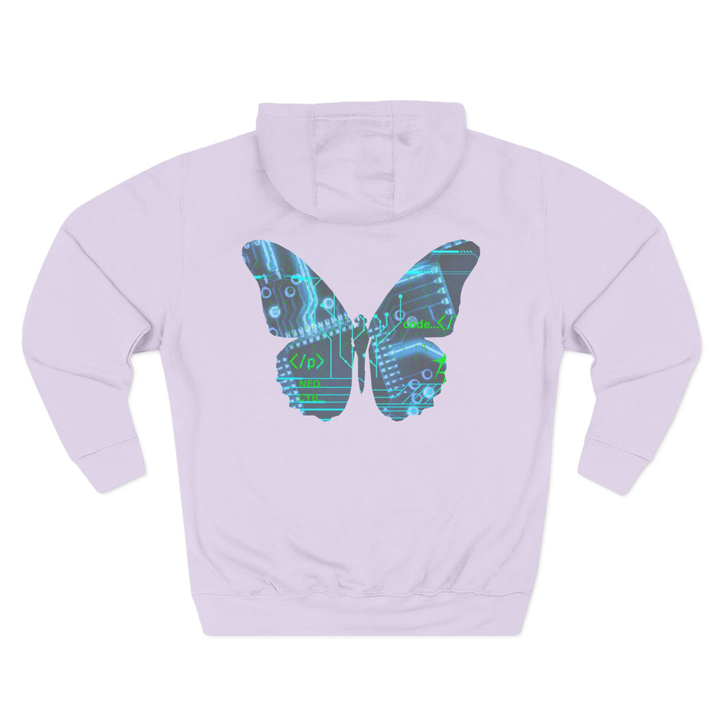 NBW Butterfly Circuit Hoodie — Retro Tech Graphic Fleece Hoodie