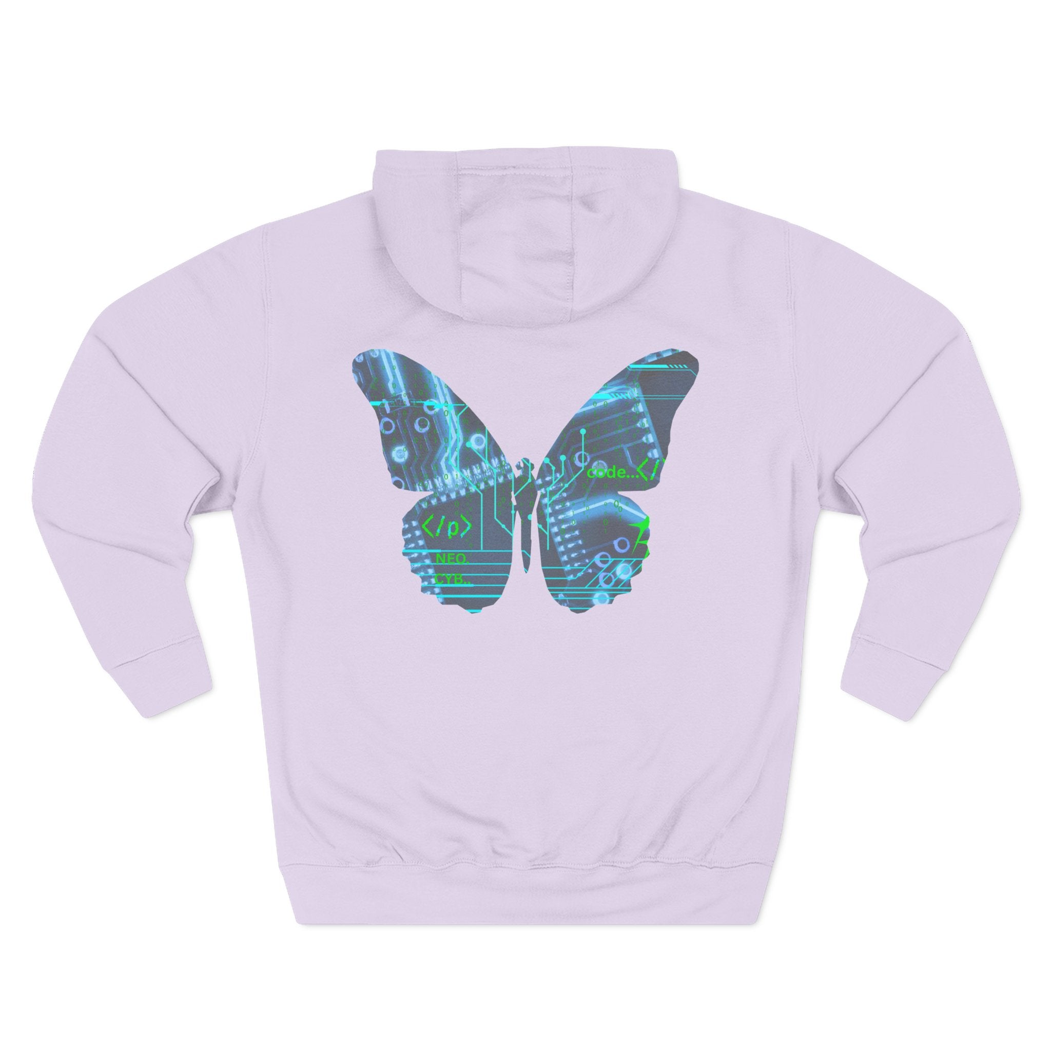 NBW Butterfly Circuit Hoodie — Retro Tech Graphic Fleece Hoodie