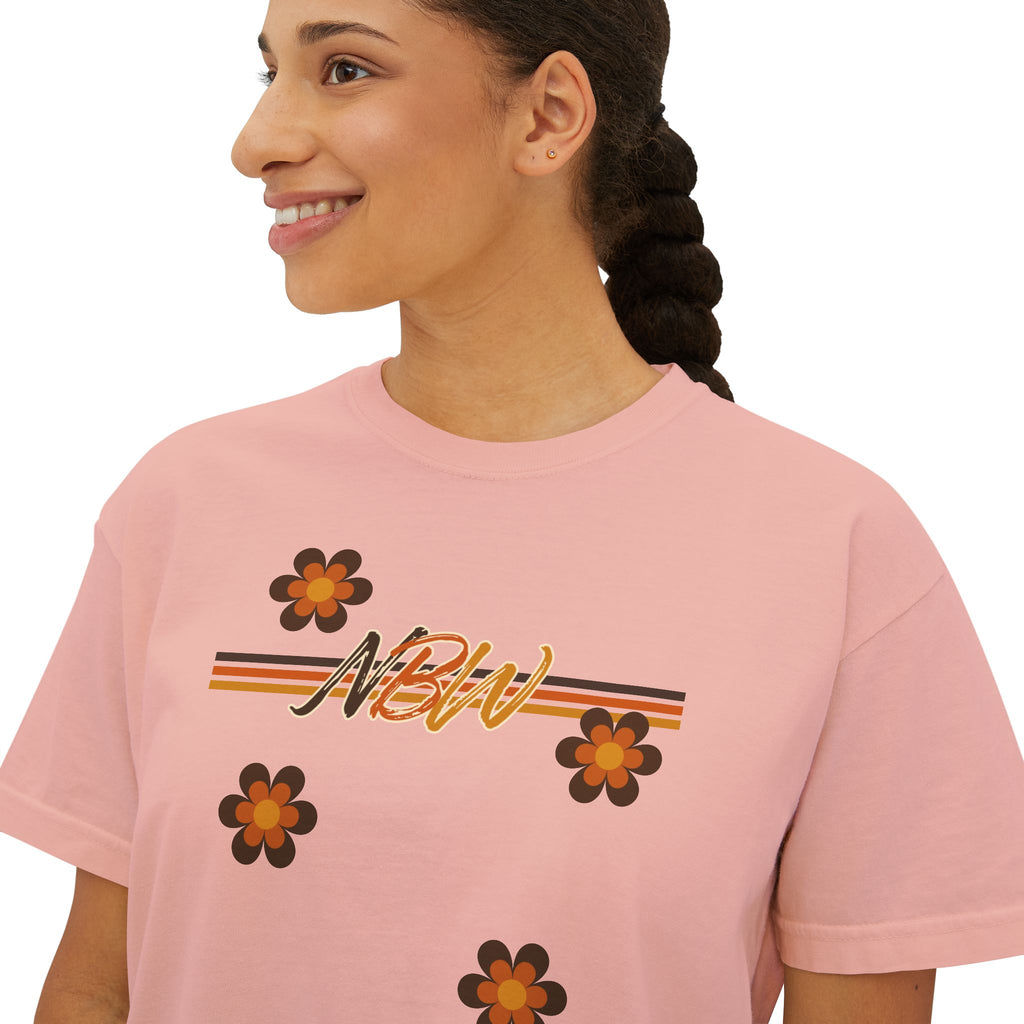 NBM Retro Floral 'New' Boxy Tee — 70s Daisy Graphic Women's Shirt