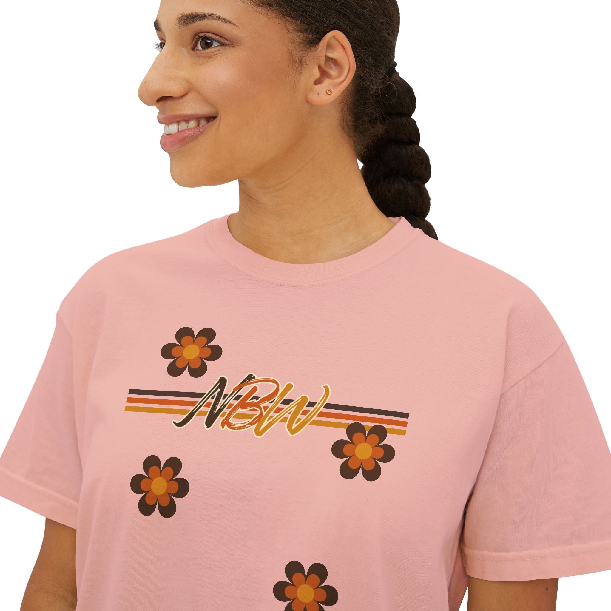 NBM Retro Floral 'New' Boxy Tee — 70s Daisy Graphic Women's Shirt