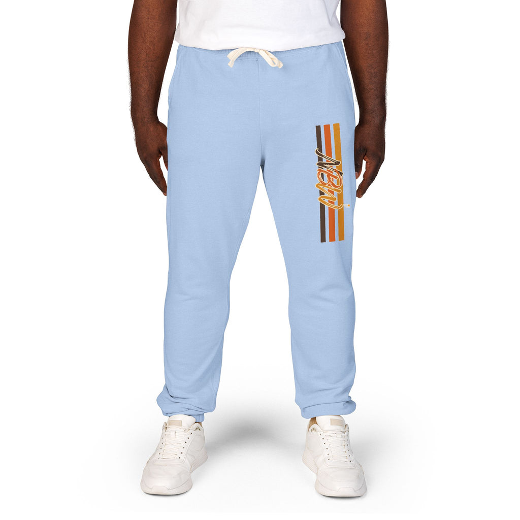 Men's Comfort Color Olive 'Navy' Graphic NBW Sweatpants — Casual Fleece Joggers with Side Print