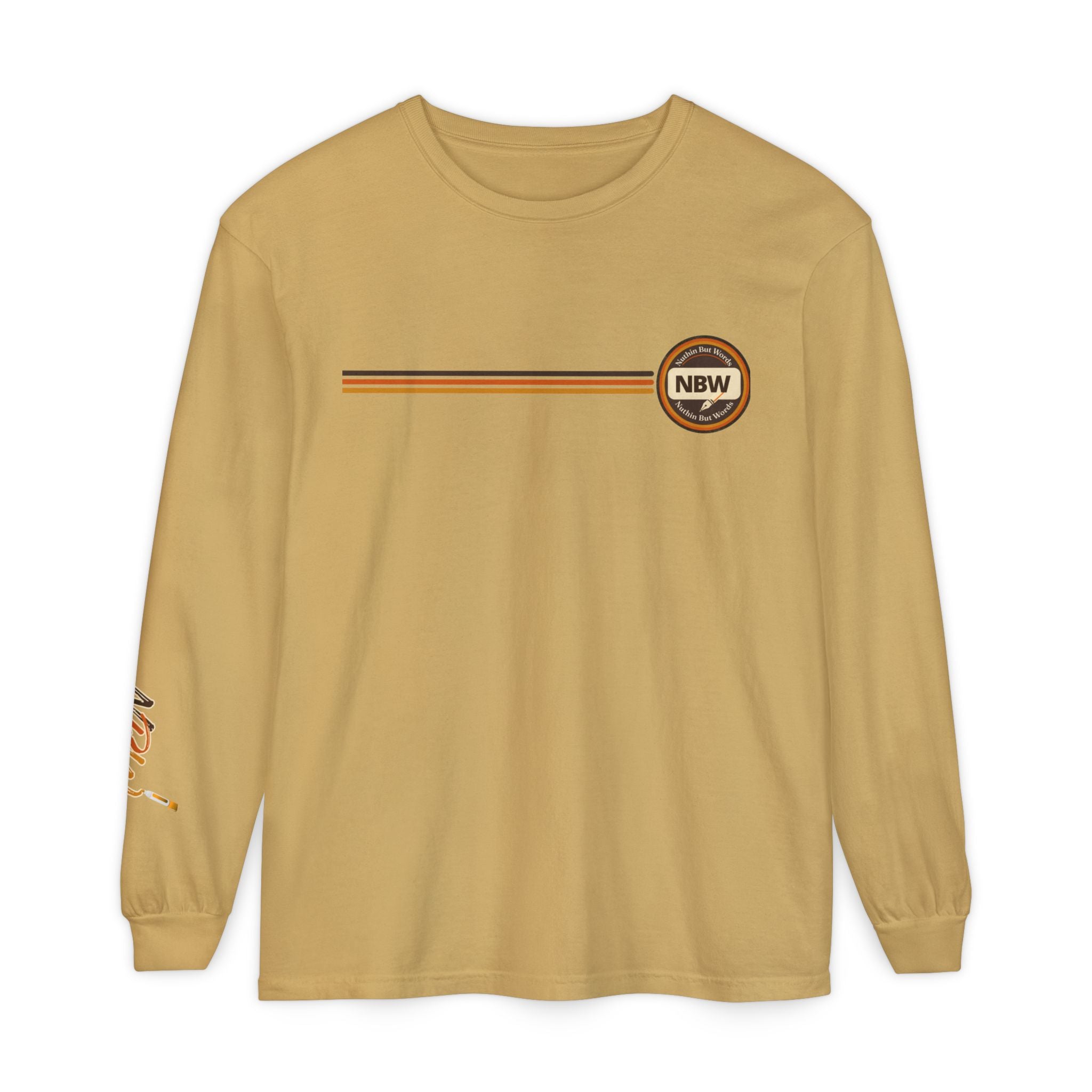 Comfort Colors, NBW Retro Stripe Long Sleeve Branded Tee