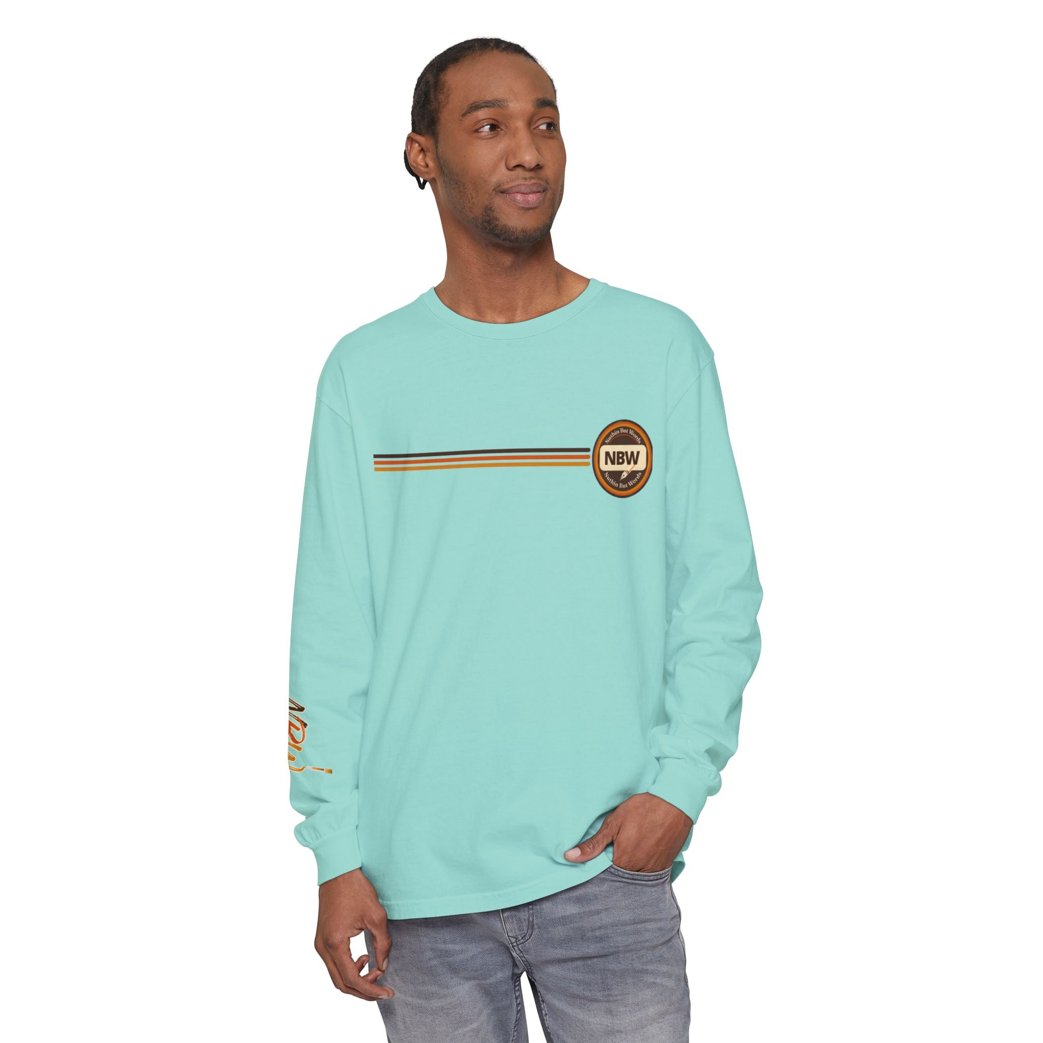 Comfort Colors, NBW Retro Stripe Long Sleeve Branded Tee