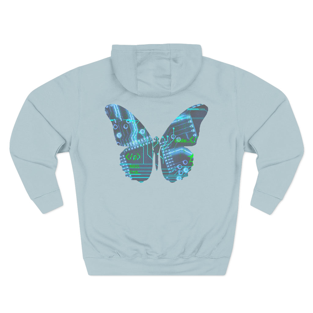 NBW Butterfly Circuit Hoodie — Retro Tech Graphic Fleece Hoodie