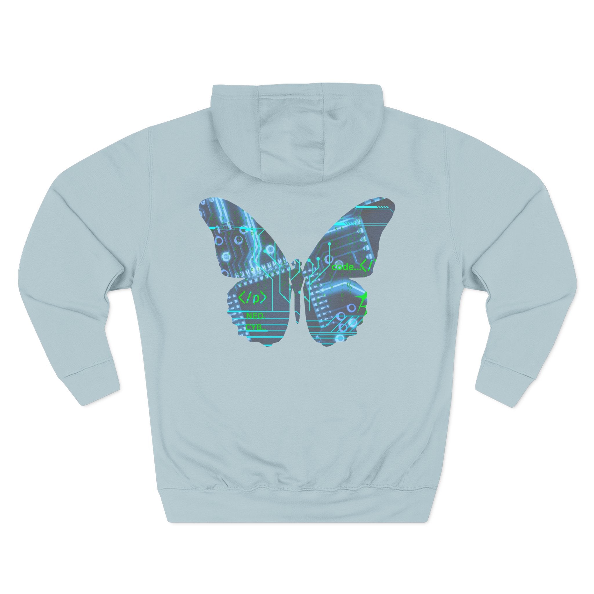 NBW Butterfly Circuit Hoodie — Retro Tech Graphic Fleece Hoodie