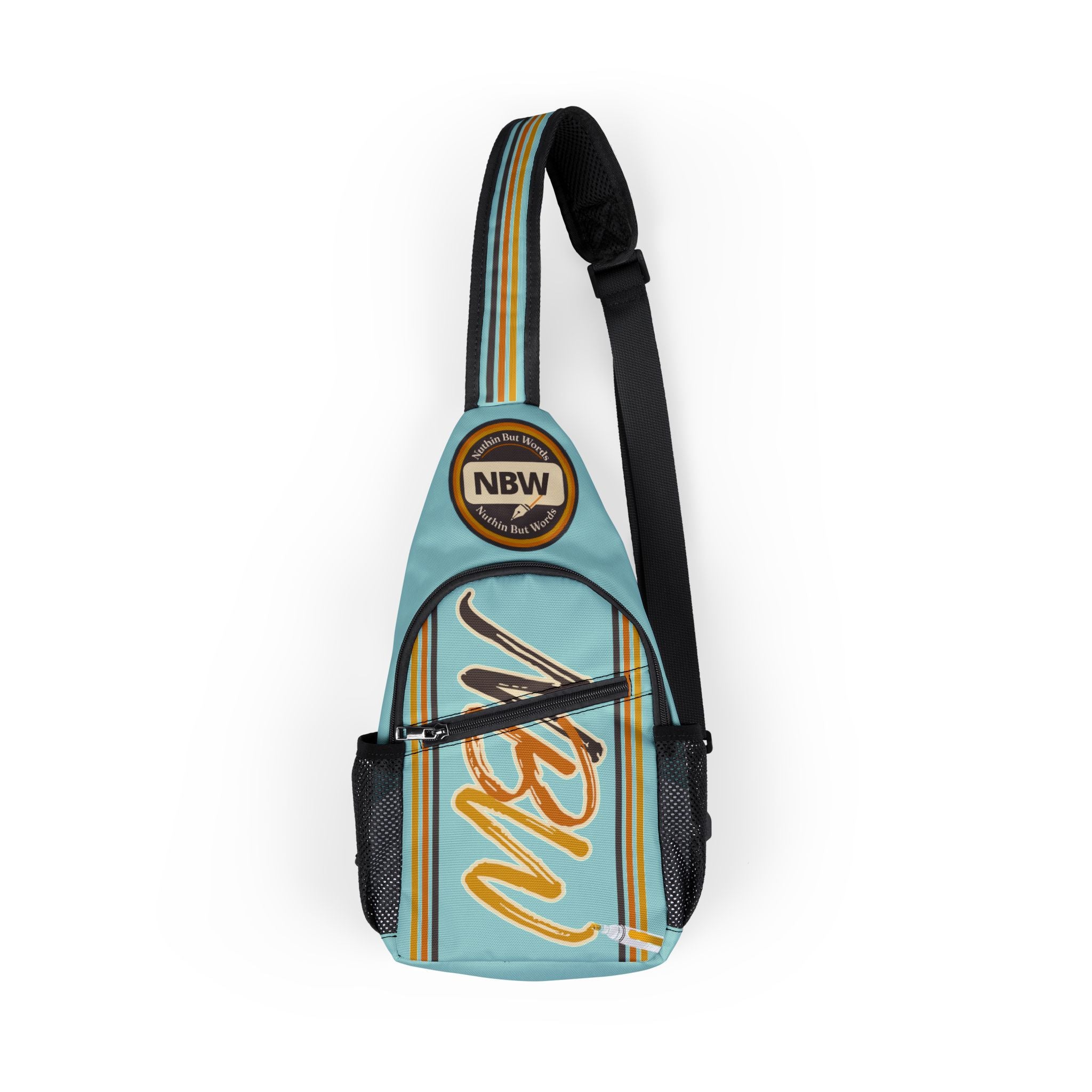 NBW Retro Stripe Chest Bag –Chalky Mint Sling Pack Branded with Script