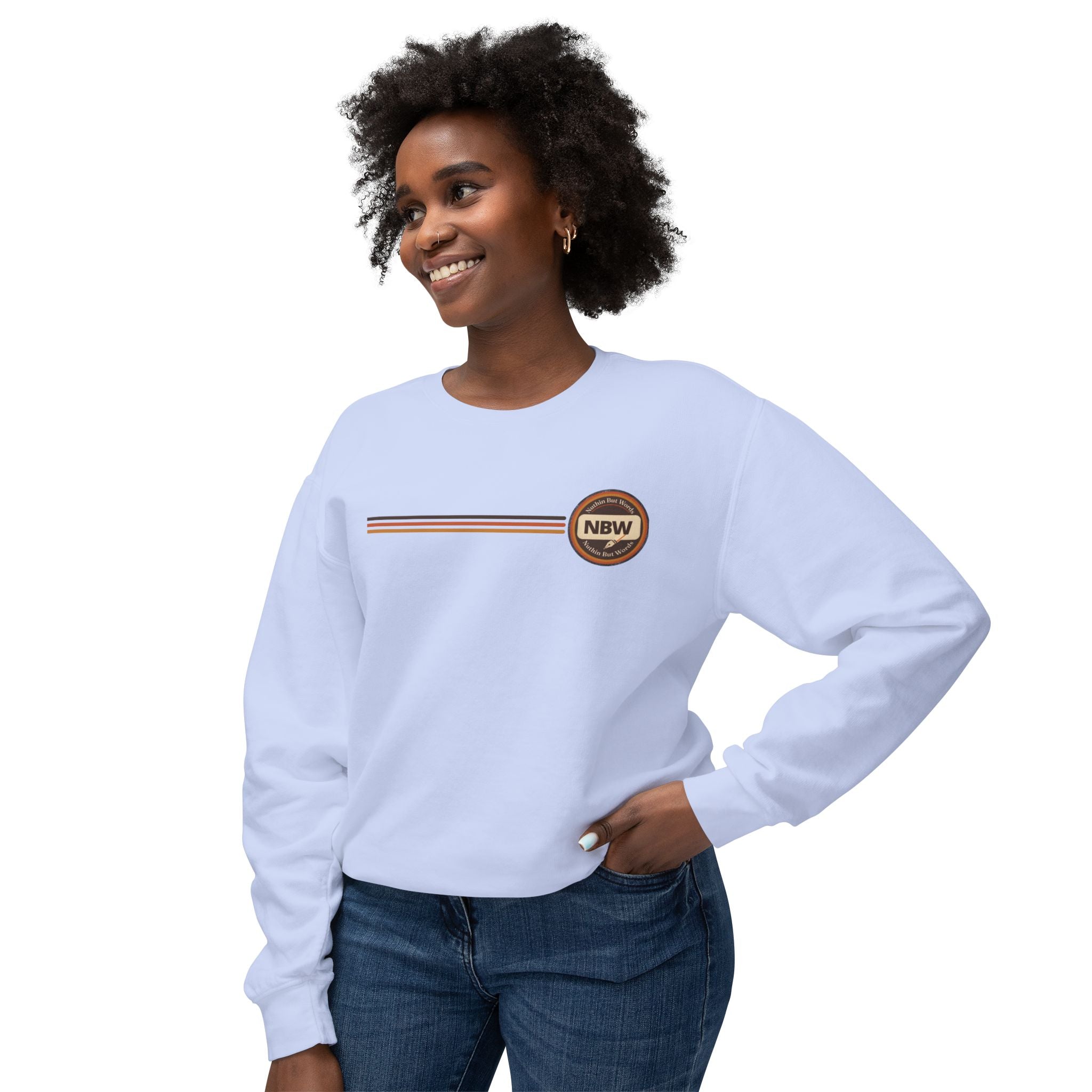 Crewneck Sweatshirt — Retro NBW Stripe Logo Lightweight Pullover