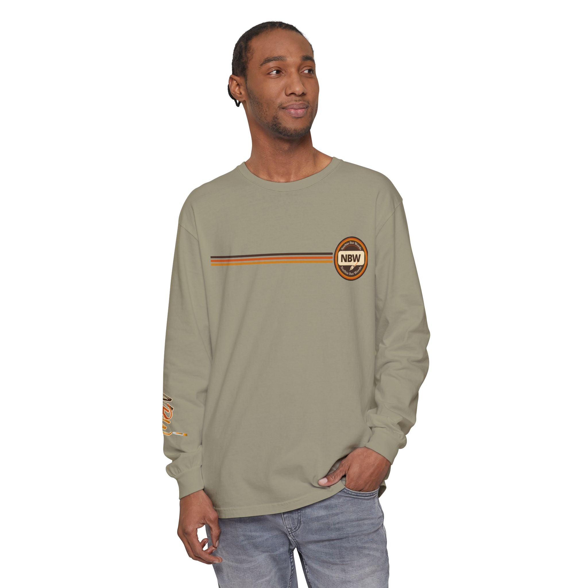 Comfort Colors, NBW Retro Stripe Long Sleeve Branded Tee
