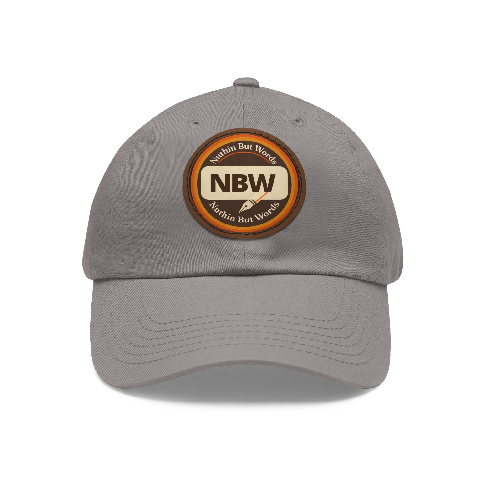 NBW Leather Patch Dad Hat — Vintage Round Logo Baseball Cap