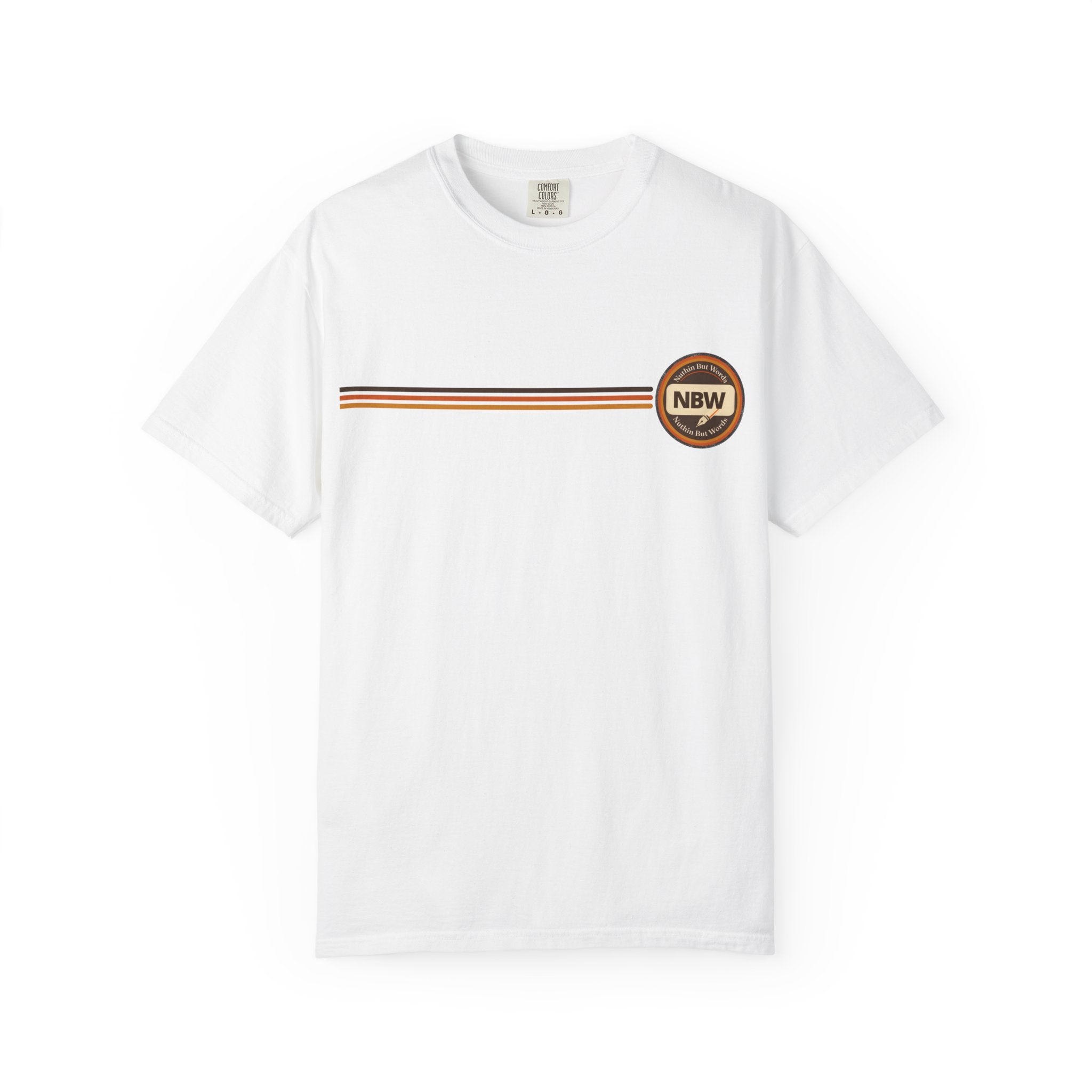 NBW Retro Stripe chest emblem T-Shirt | vintage round logo, Comfort Color