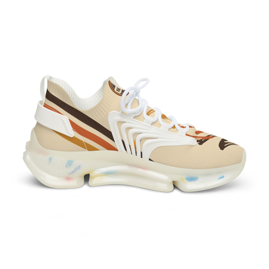 Mesh Running Sneakers — Lightweight Beige Graphic Athletic Shoes