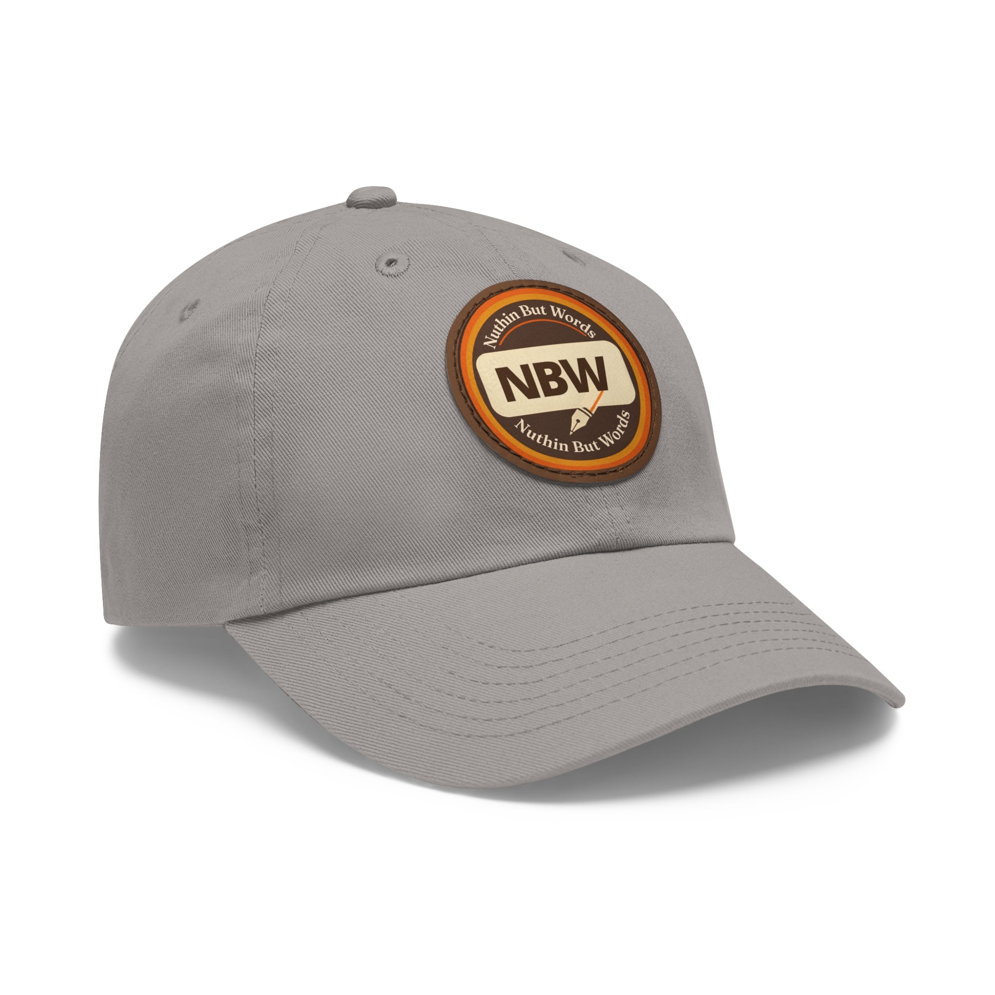 NBW Leather Patch Dad Hat — Vintage Round Logo Baseball Cap